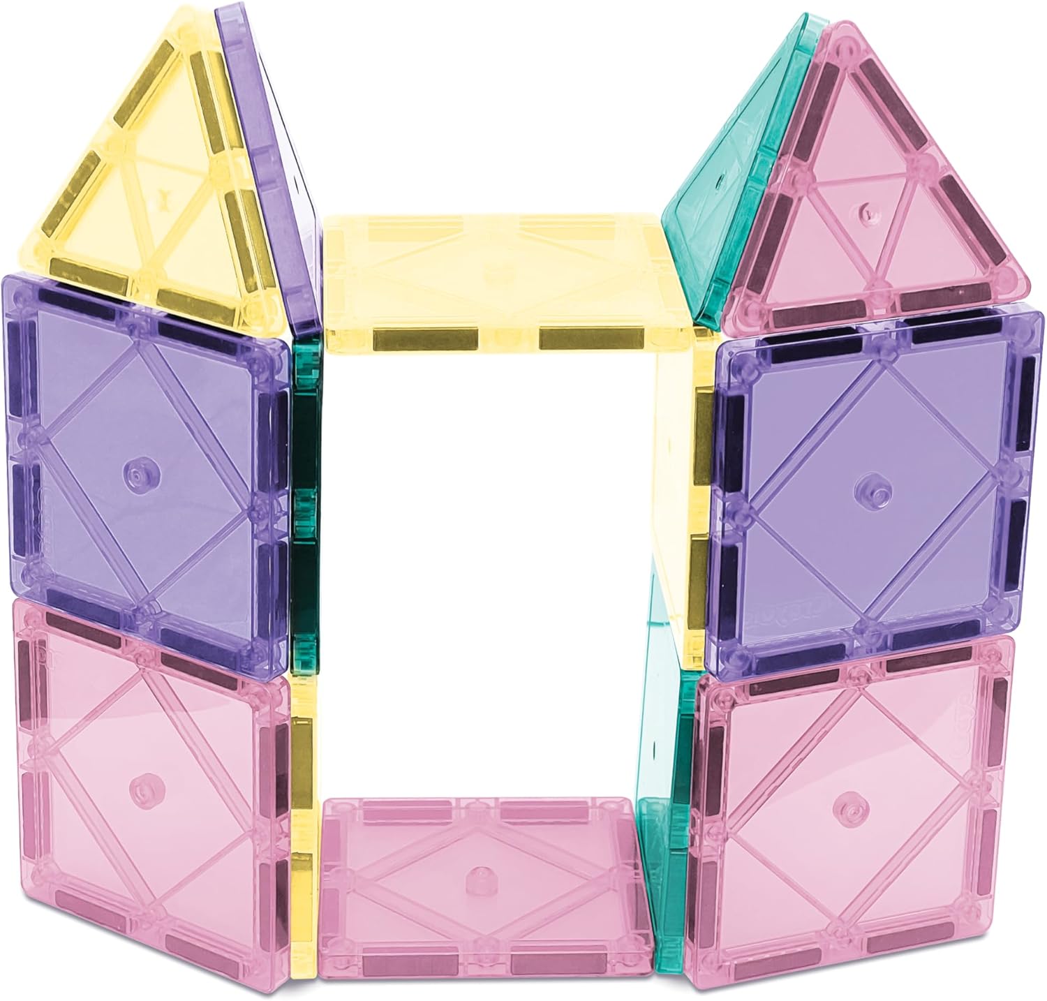 Detalle 2 de CreateOn Crayola Magnetic Tiles: 14-Piece Pastel Building Set for Travel Fun and Early STEM
