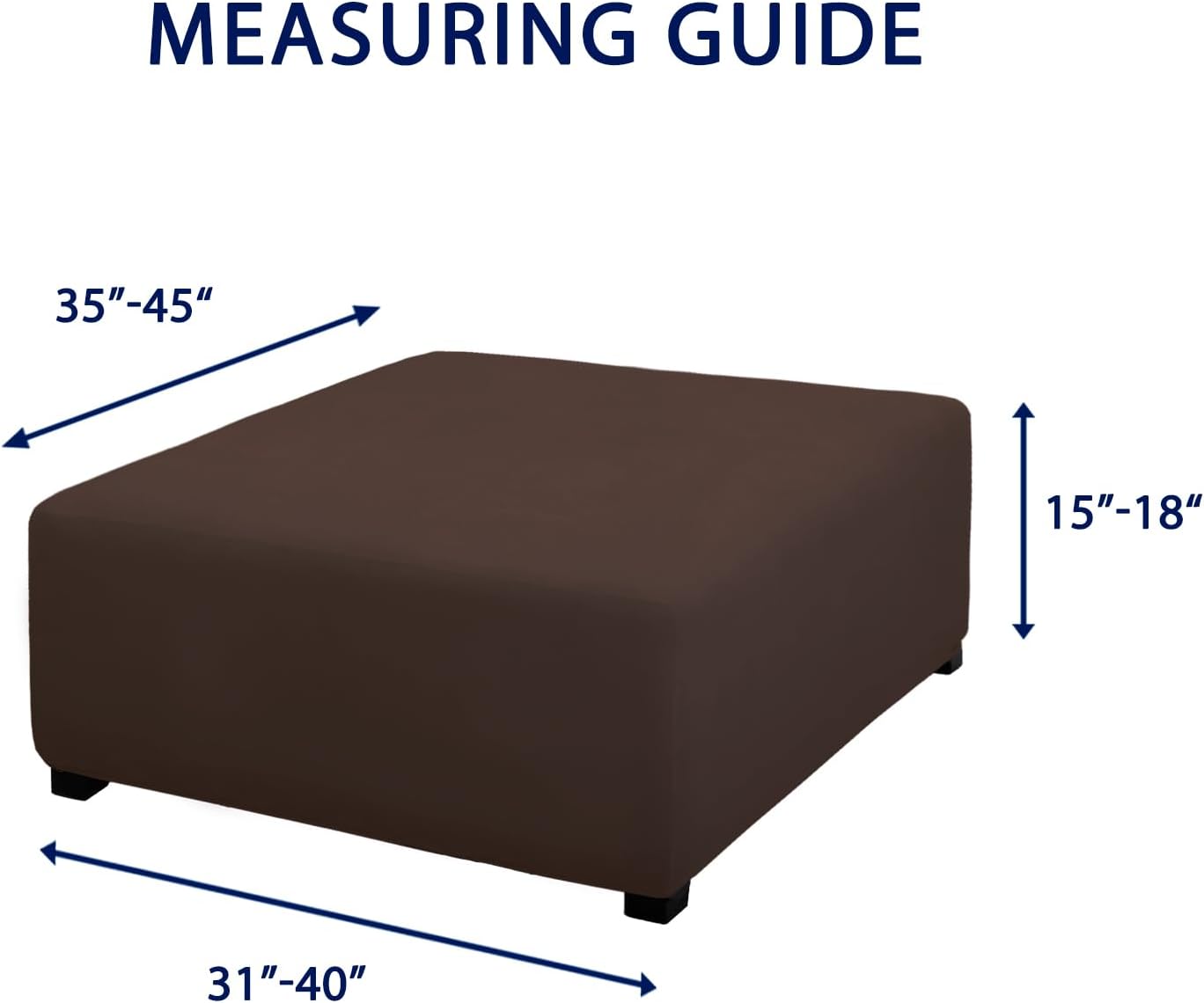 Thumbnail 6 de PureFit Stretch Square Ottoman Cover, 40x40x15, Chocolate Polyester-Spandex
