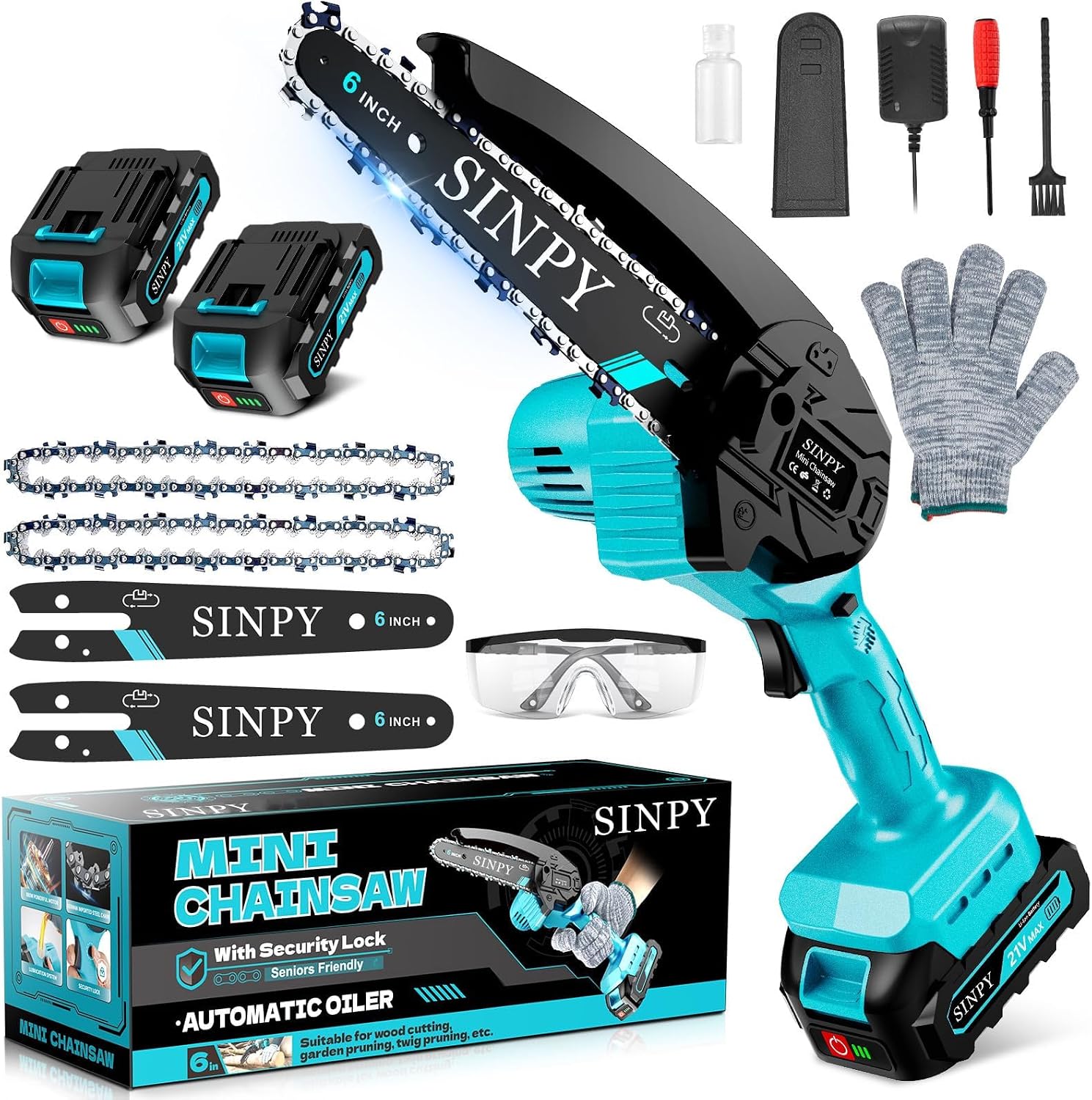 Mini Cordless 6 Inch Chainsaw with 2 Batteries 🪚