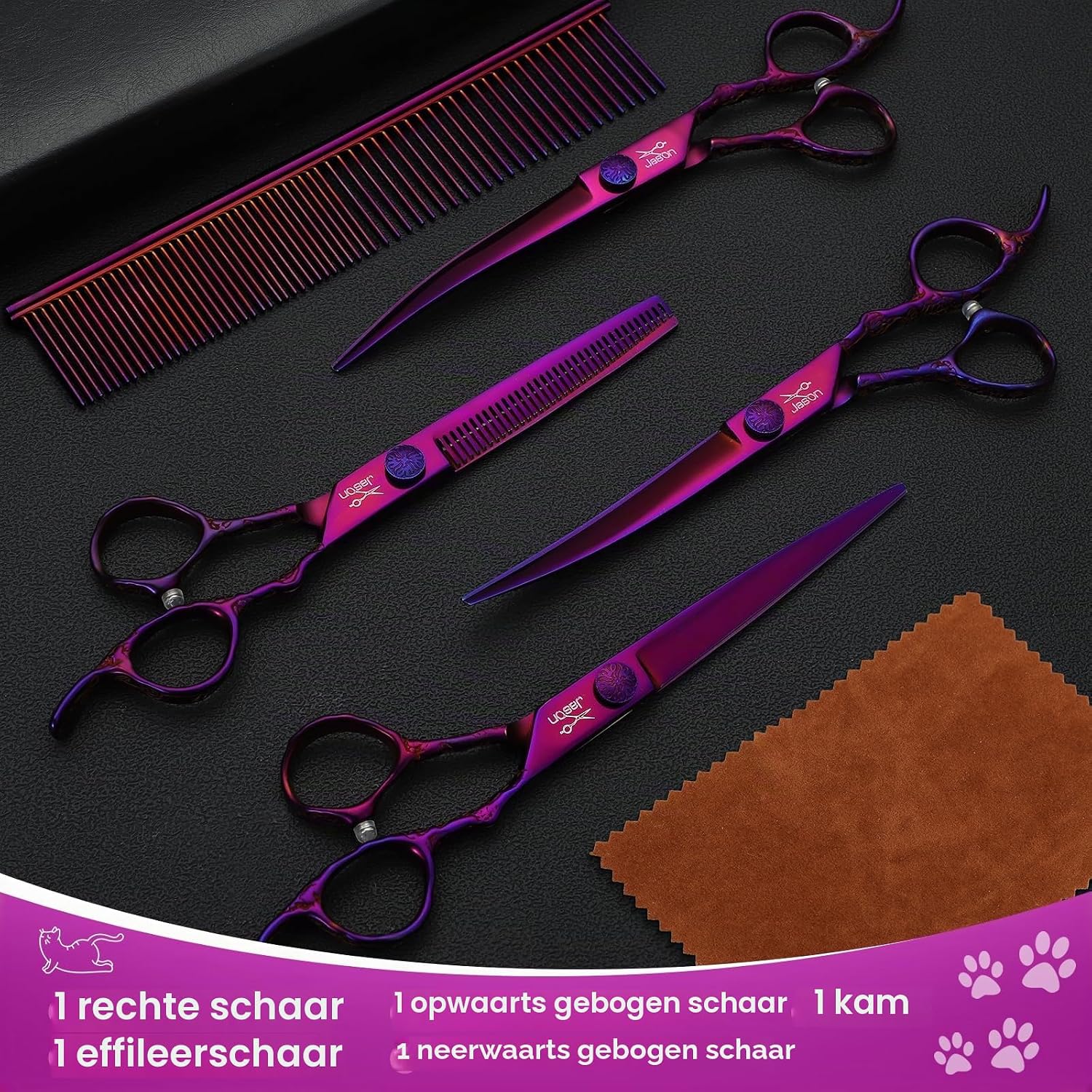 Thumbnail 5 de JASON Gou06-Set-Lila hondenschaarset met Japanse messen en verstelbare schroef