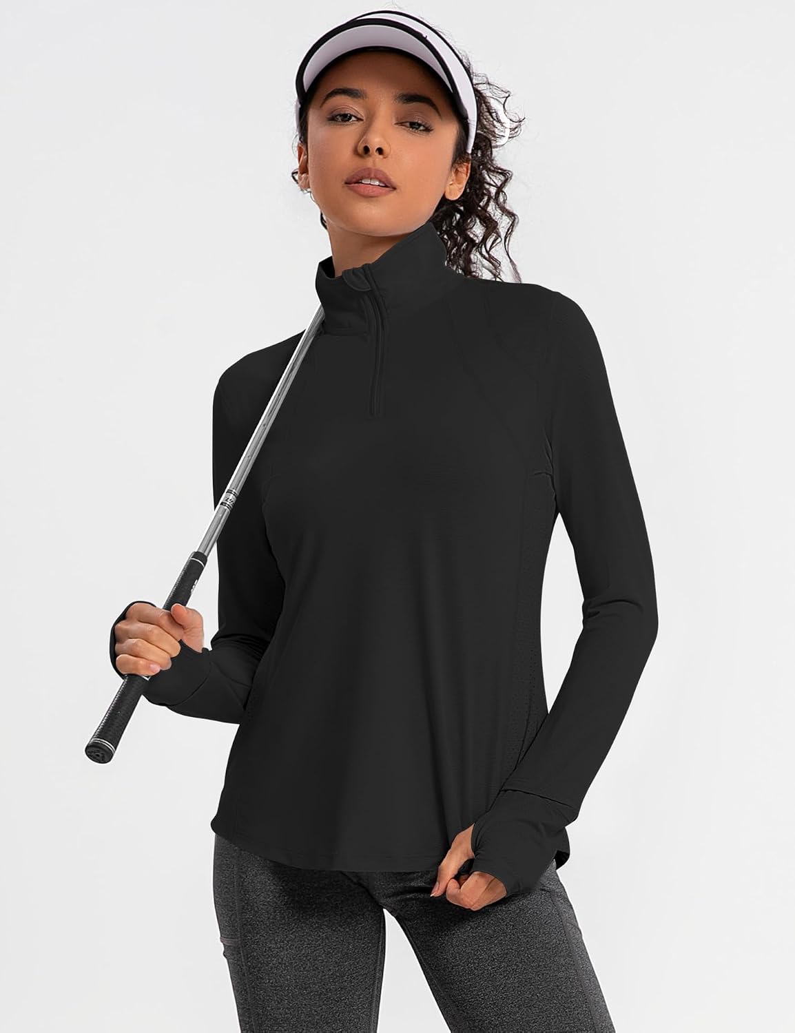 Detalle 2 de IECCP Women’s Long Sleeve Golf Shirt 1/4 Zip with UPF 50+ Sun Protection