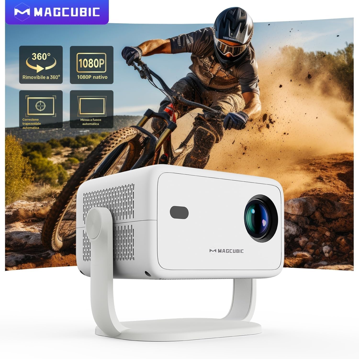 Detalle de Magcubic Mini Proiettore Portatile 4K (supporto nativo 1080p) L018 con Android 14, WiFi 6 e rotazione 180°