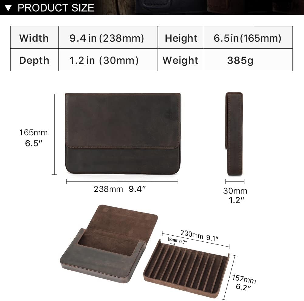 Detalle 2 de Hiram Leather 12-Pen Box: Portable Leather Pen Case with Hidden Magnetic Closure (Coffee)