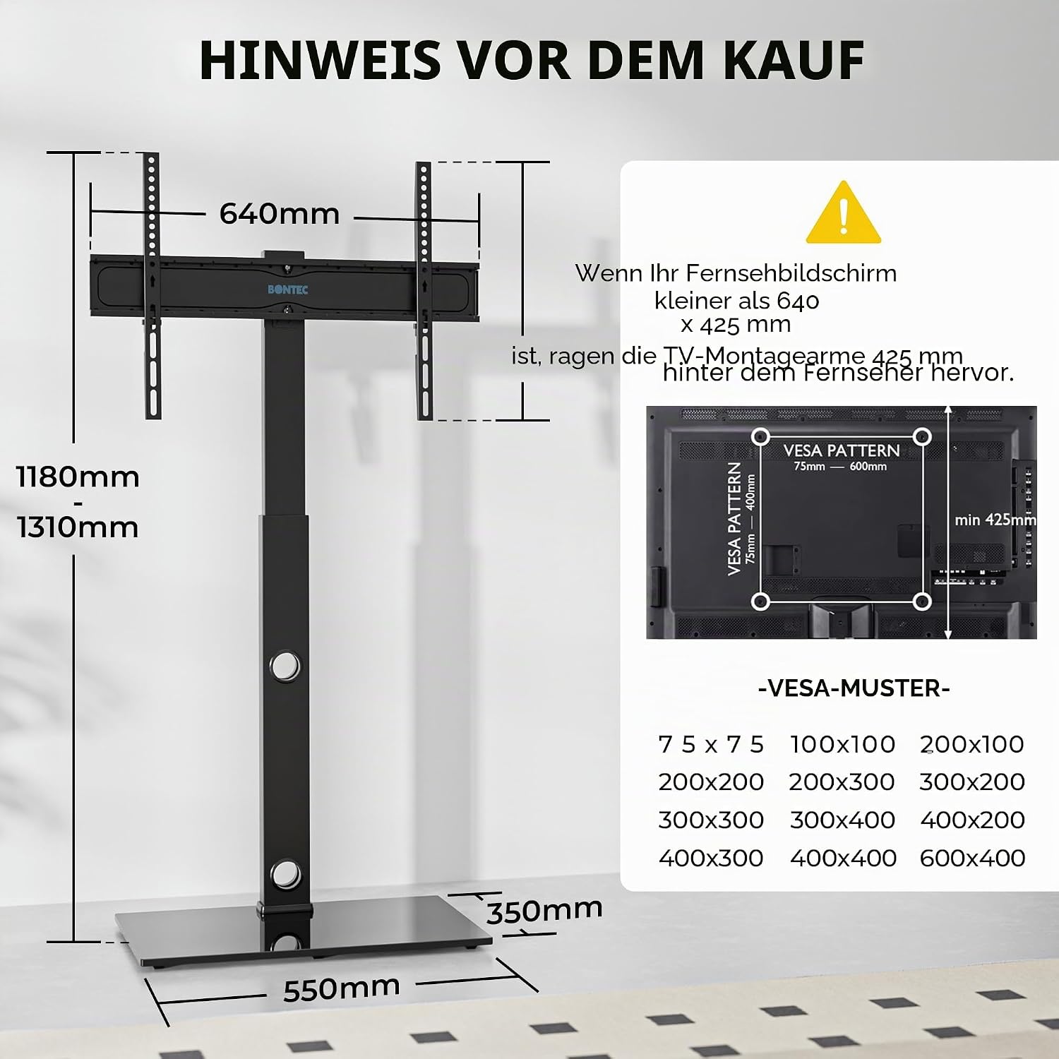Thumbnail 6 de BONTEC TV Ständer 30–70 Zoll höhenverstellbar