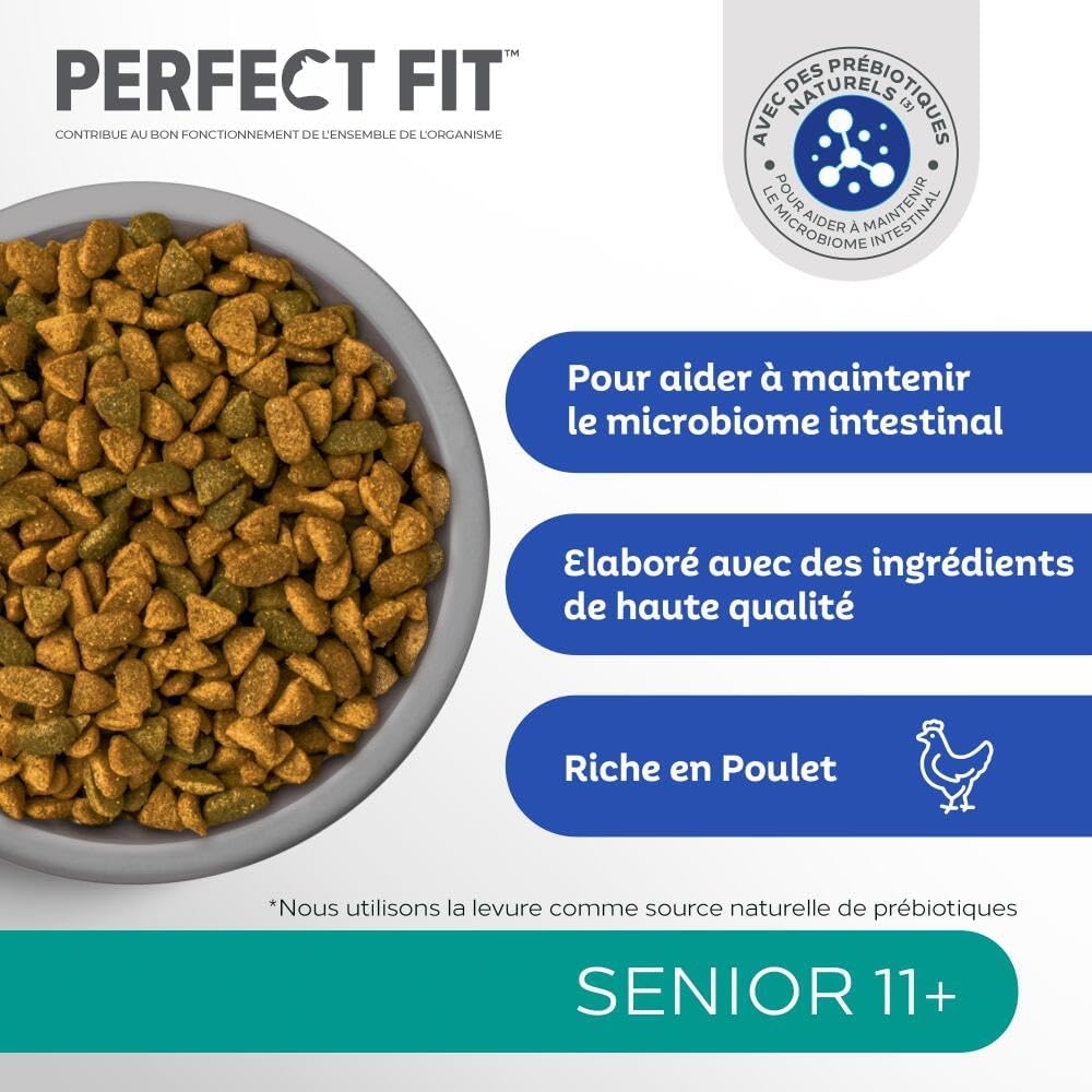 Detalle de PERFECT FIT Senior 11+ Croquettes Gourmandes pour Chat Senior Stérilisé – Poulet, 1,4 kg (Lot de 5)