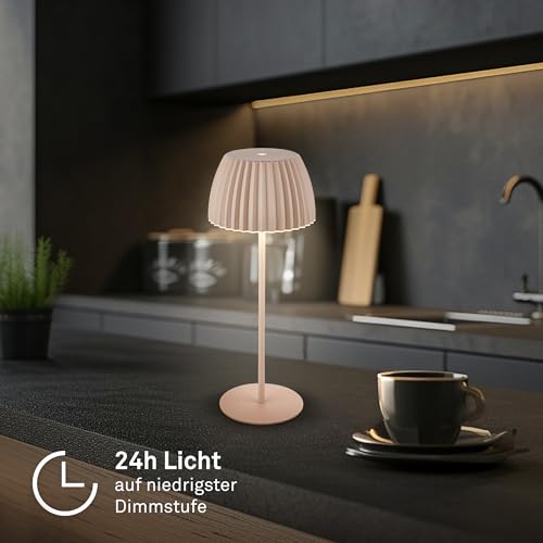 Detalle de BRILONER RIFFLE: lámpara de mesa recargable y sin cable con borde luminoso, IP44 y regulador táctil