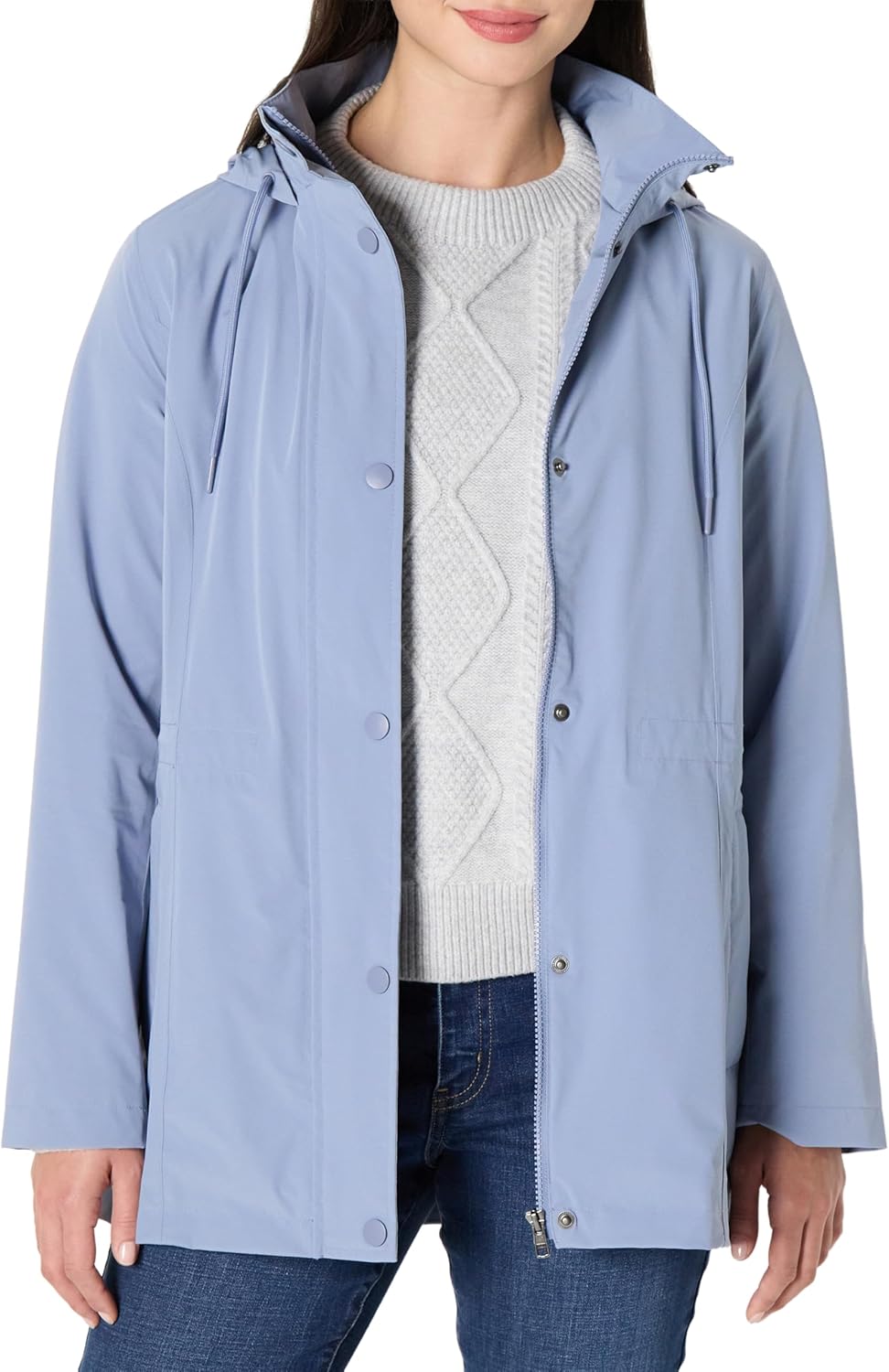 Detalle de Amazon Essentials Women's Relaxed-Fit Lightweight Waterproof Long Hooded Rain Jacket