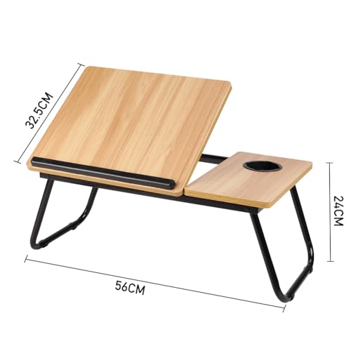 Detalle de BTGGG Laptop Bed Table (Maple) – Portable Foldable Desk with 5-Level Height Adjustment