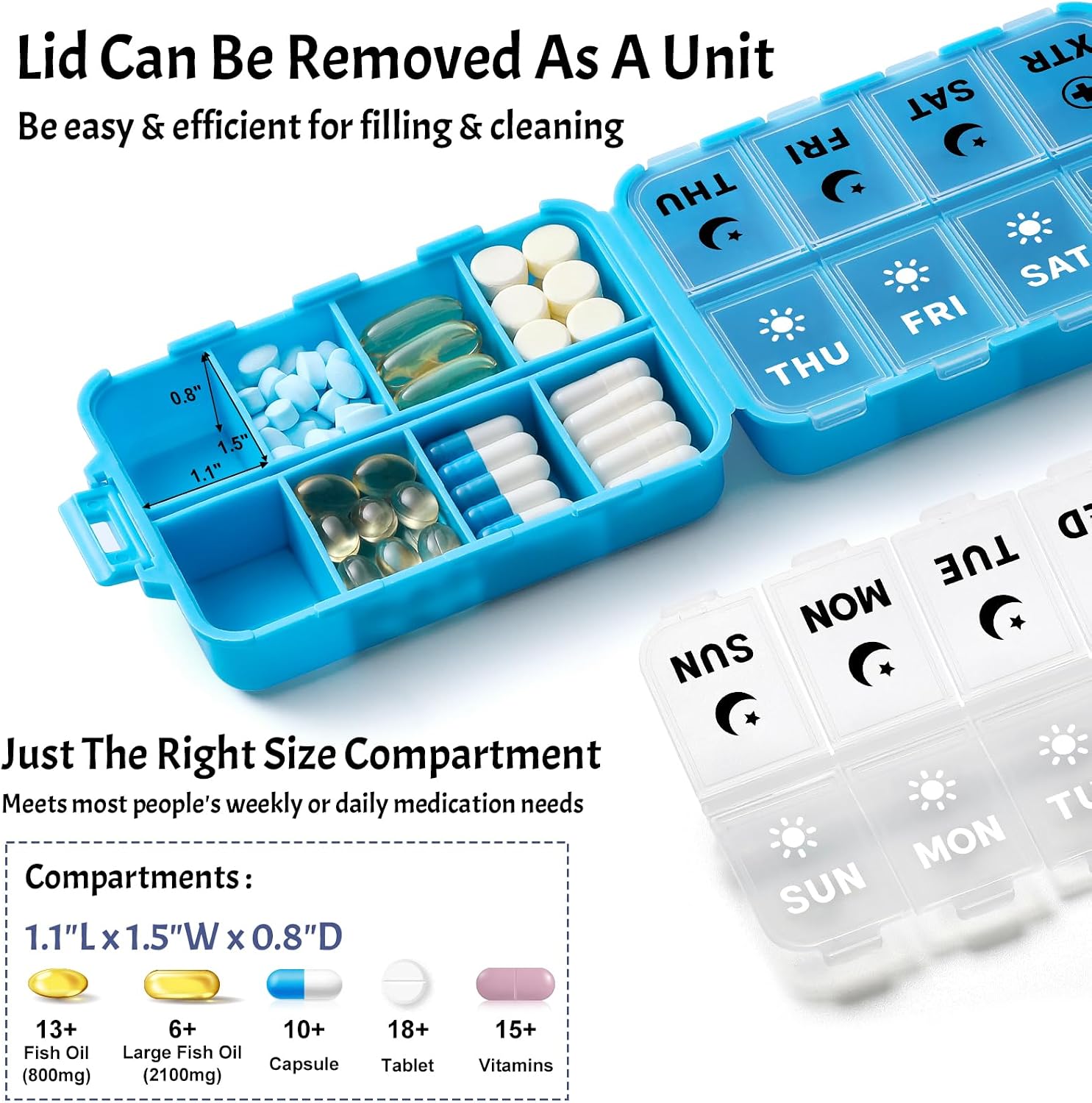 Detalle de Foldable Weekly Pill Organizer 7-Day, 2x Daily ๐