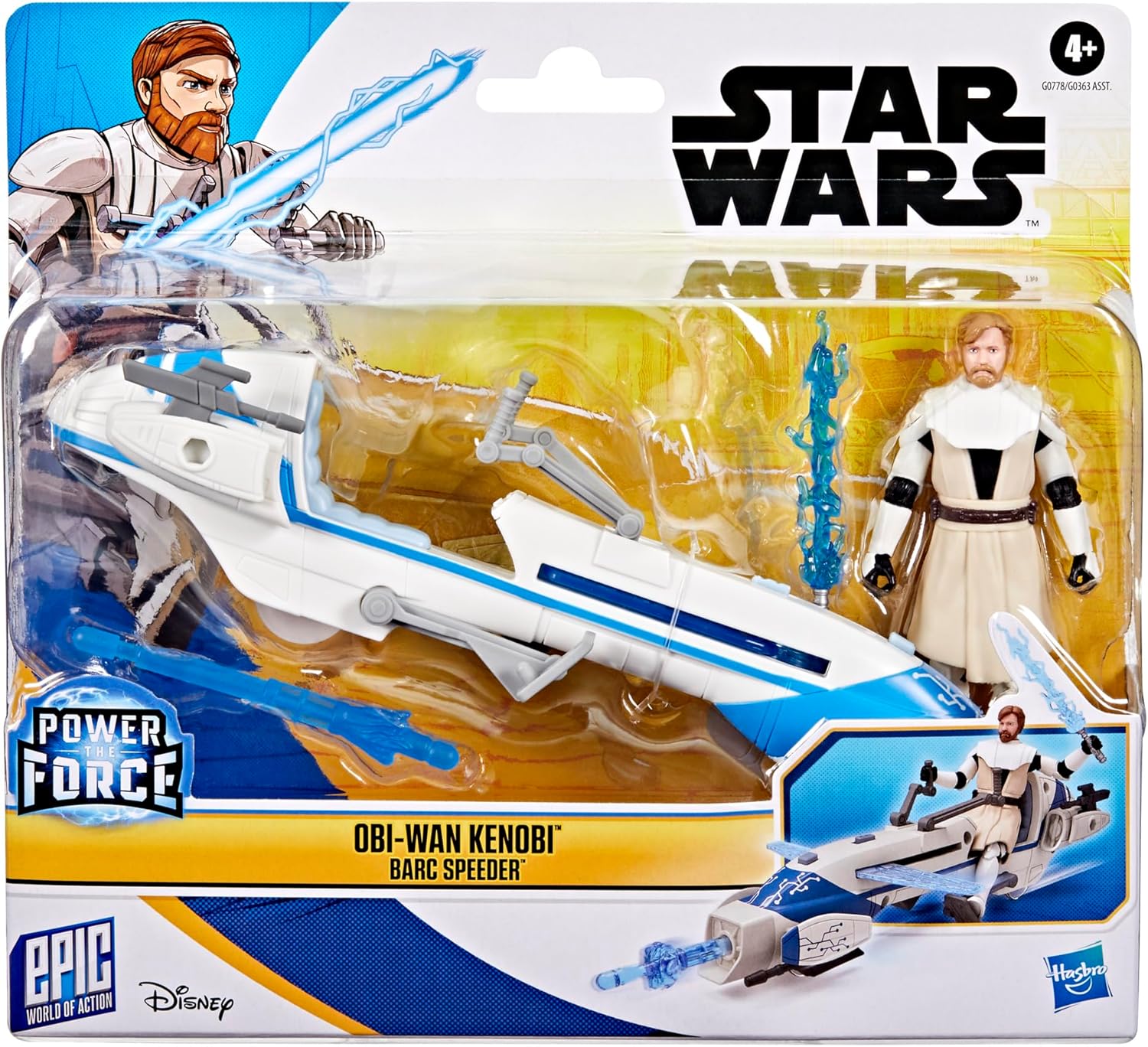 Thumbnail 1 de Star Wars Epic World of Action Obi-Wan Kenobi 4" Action Figure & BARC Speeder Bike