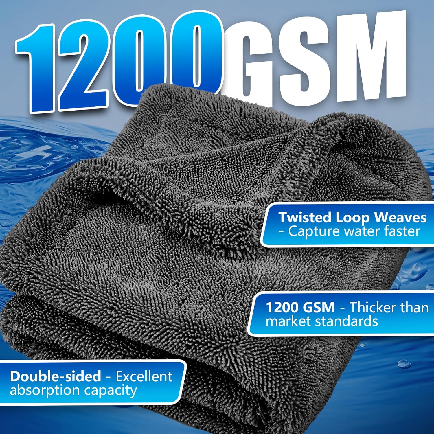Thumbnail 1 de Airlab 1200GSM Extra Thick Microfibre Drying Towel – 60x40cm