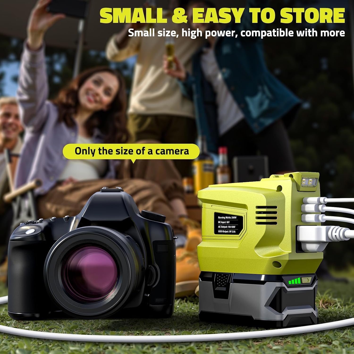 Thumbnail 4 de Ecarke 200W Portable Power Inverter for Ryobi 18V/20V 110-120V 🌟