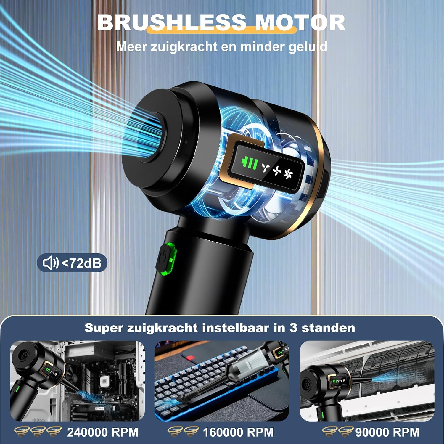 Detalle 2 de Micisty ST-6697APlus 4-in-1 handstofzuiger met lcd-scherm, 28.000 Pa