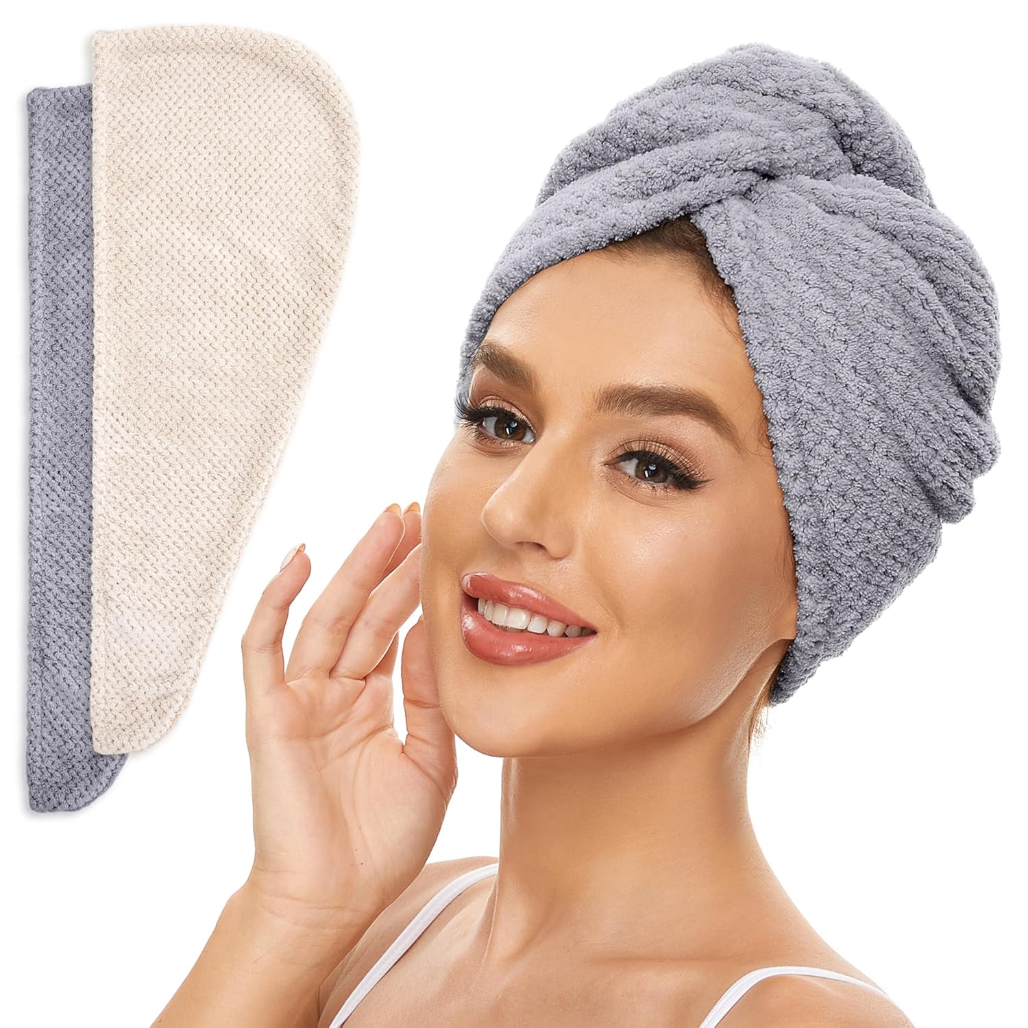 Thumbnail 6 de SimpleField Microfiber Hair Towel Wrap 2-pack 🧖♀