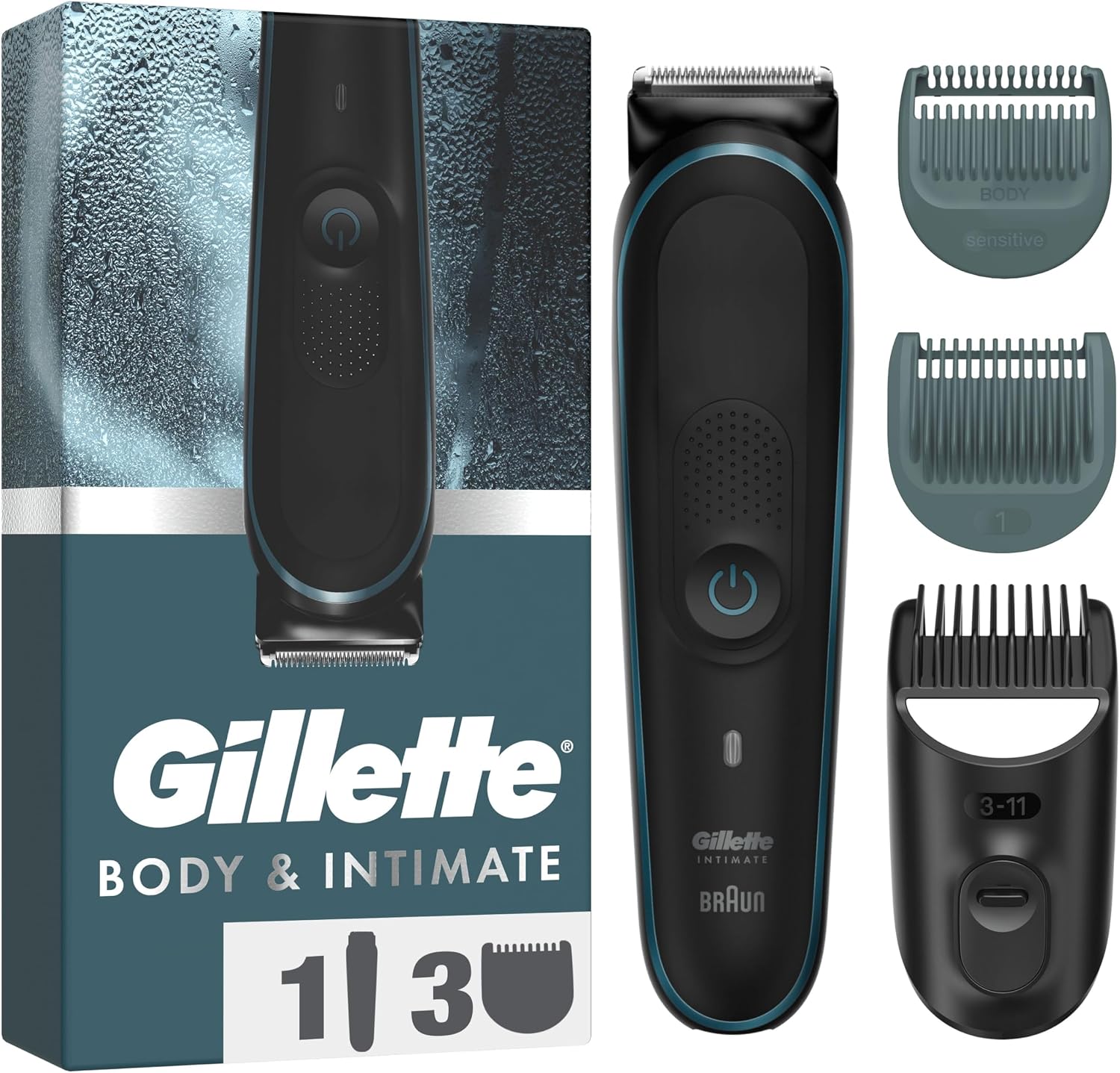 Detalle de Gillette Intimate Trimmer i5 – Waterproof mens body and pubic hair groomer with lifetime sharp blades