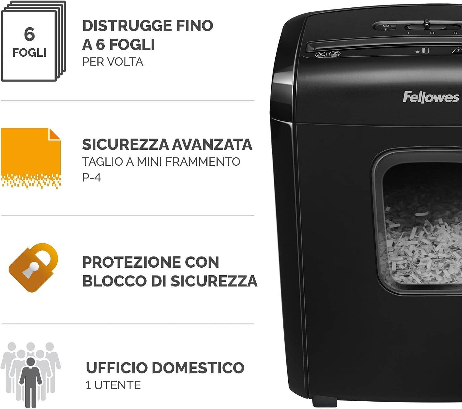 Detalle 2 de Fellowes 6M Distruggi documenti microframmenti