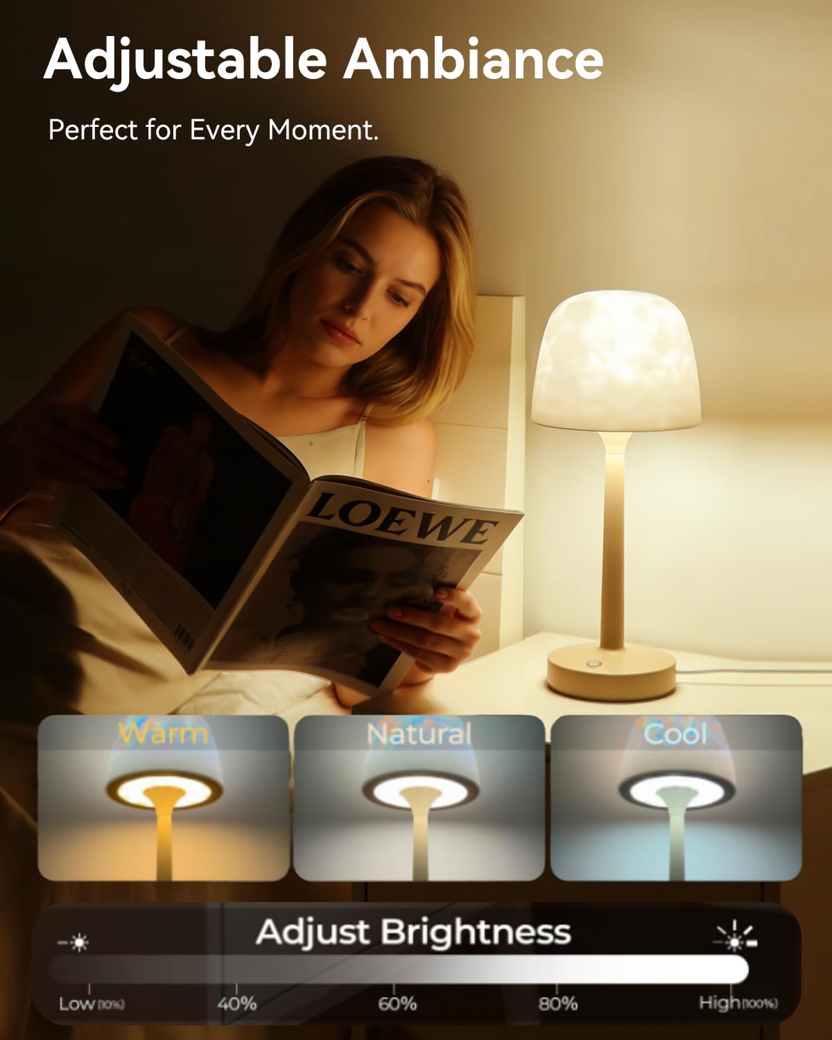 Thumbnail 6 de SAIWEYA Spa-Like Waterproof Bathroom Shower Lamp with 16-Colour Ocean Wave Projector (Rechargeable, Touch & Remote)