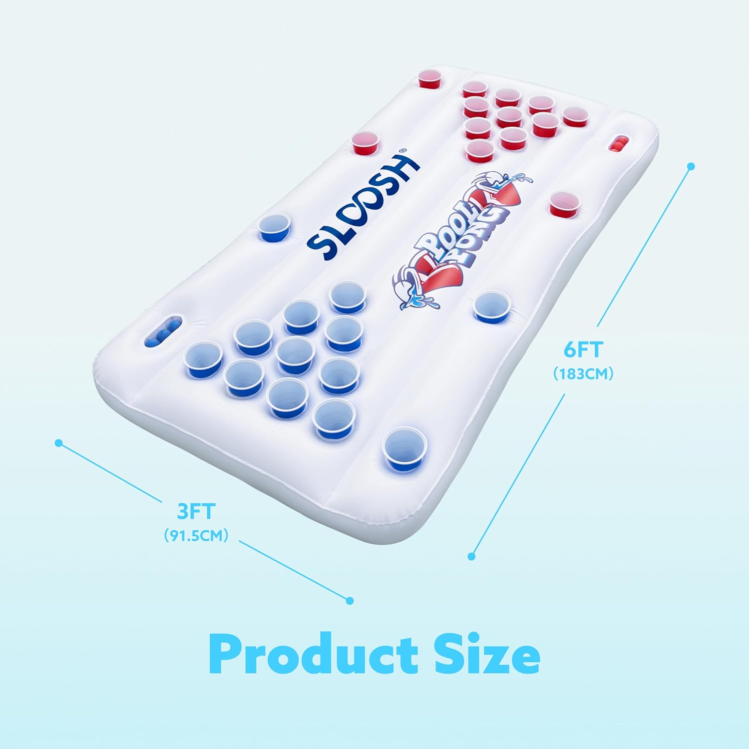 Detalle de SLOOSH Pool Toys Games Set: 6ft Inflatable Pong Toss Table with 10 Balls