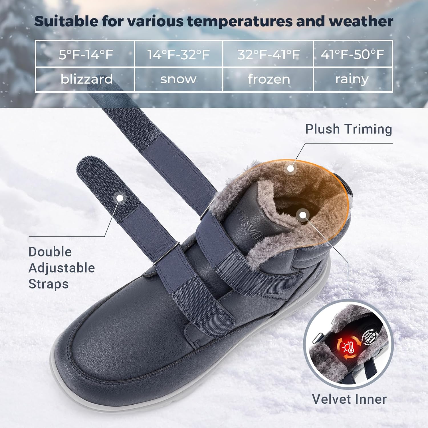 Thumbnail 2 de FitVille Winterschuhe Herren Extra Weit – wasserdichte Schneestiefel mit rutschfester Sohle