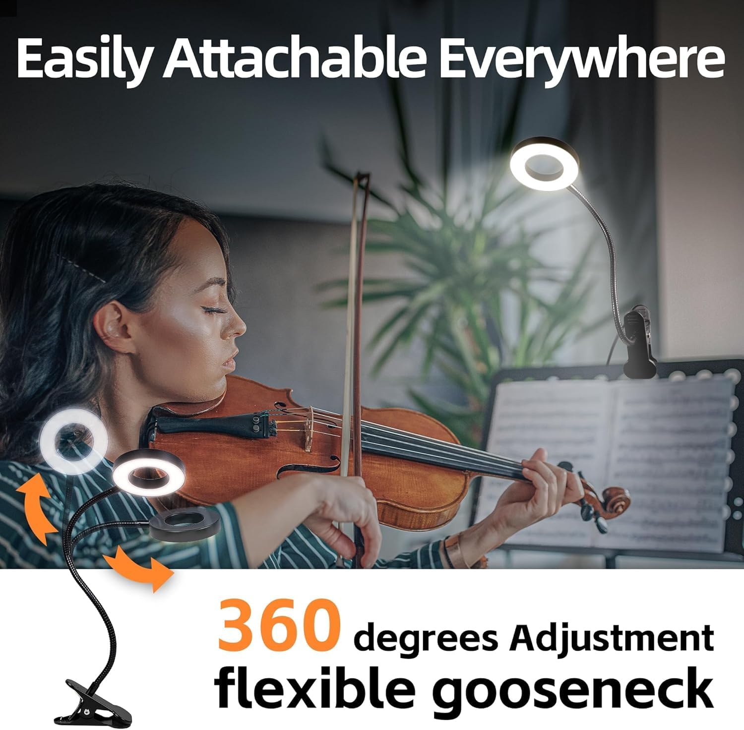 Detalle 1 de Foneso 1 LED Clip-On Desk Lamp, 3 Colour Modes, 360° Gooseneck