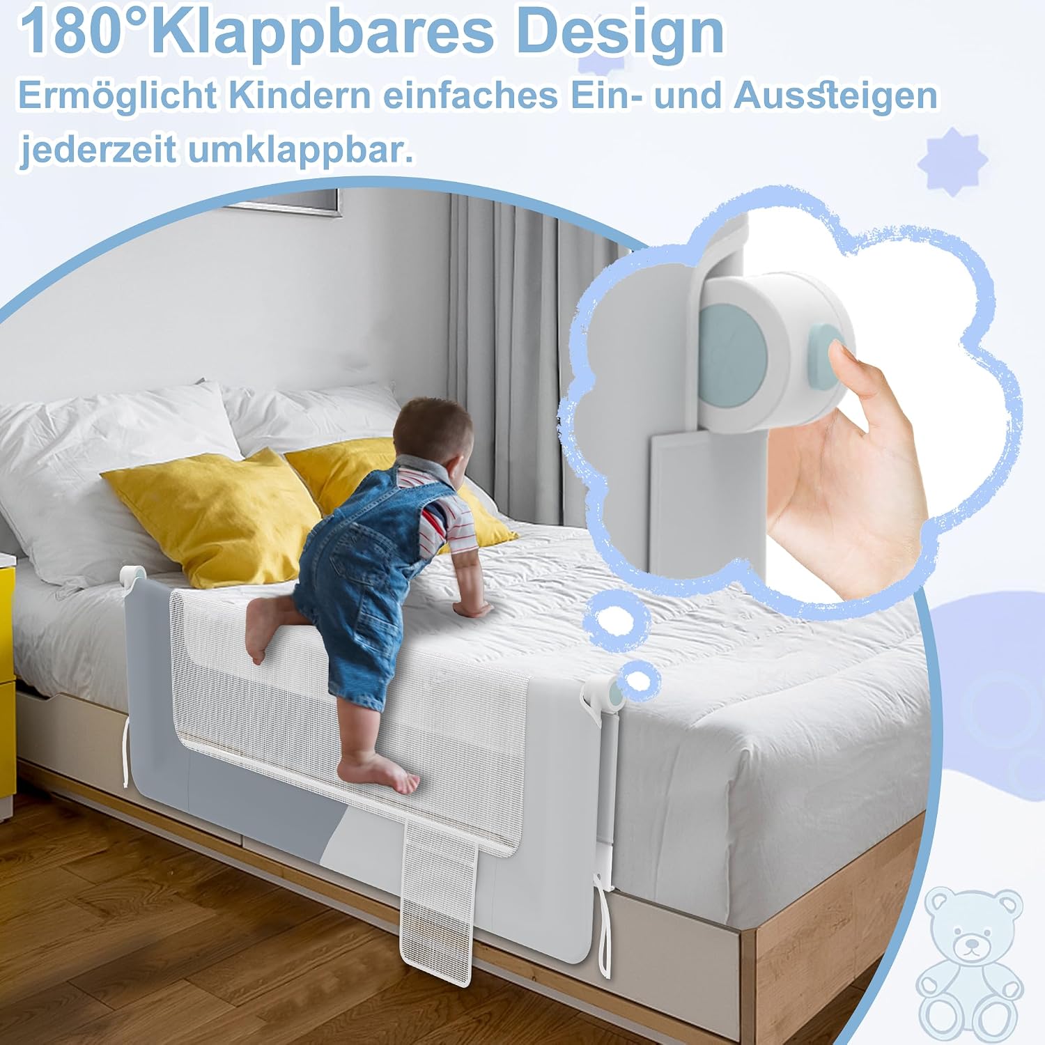 Detalle de YRHome 180 cm Bettgitter Rausfallschutz