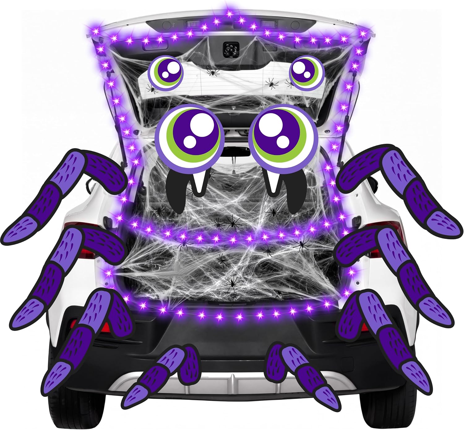 Detalle de JOYIN Halloween Trunk or Treat Spider Decoration Kit with LED String Lights