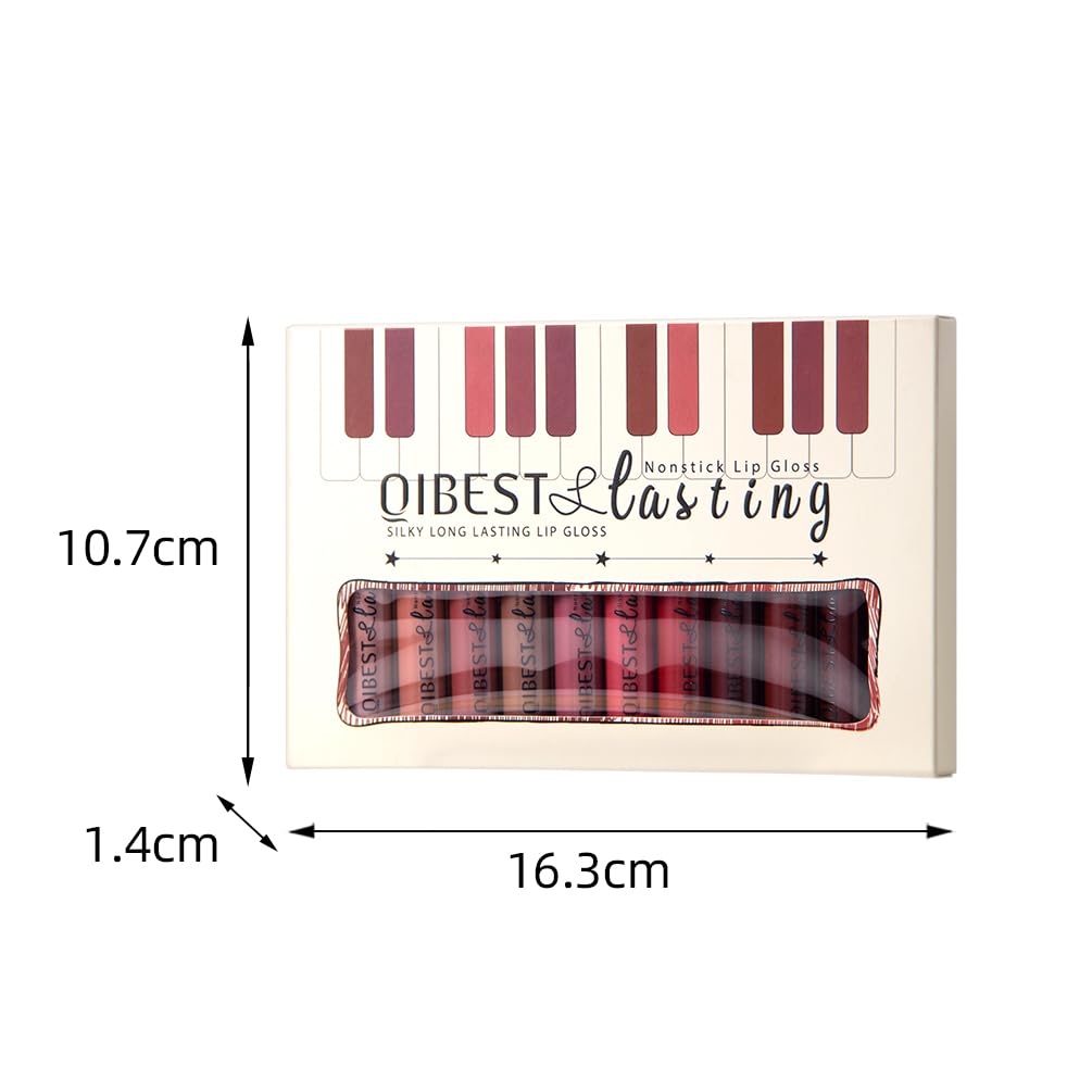 Thumbnail 6 de QiBest 12-Piece Matte Liquid Lipstick Set (24-Hour, Waterproof) — Nude & Dark Red Velvet Finish