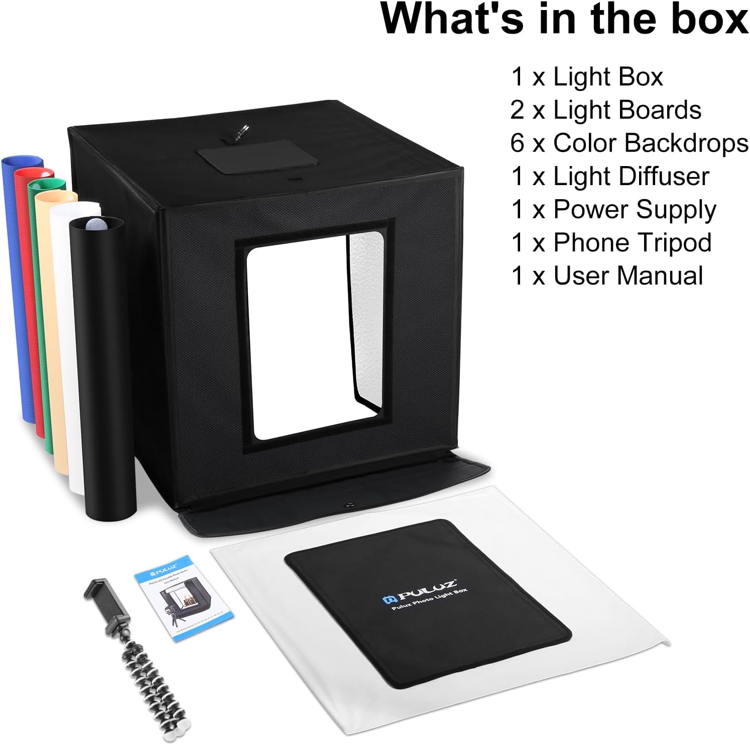 Thumbnail 6 de PULUZ 24x24 Inch Light Box Photography Studio with 120 LED Lights, 6 Backdrops