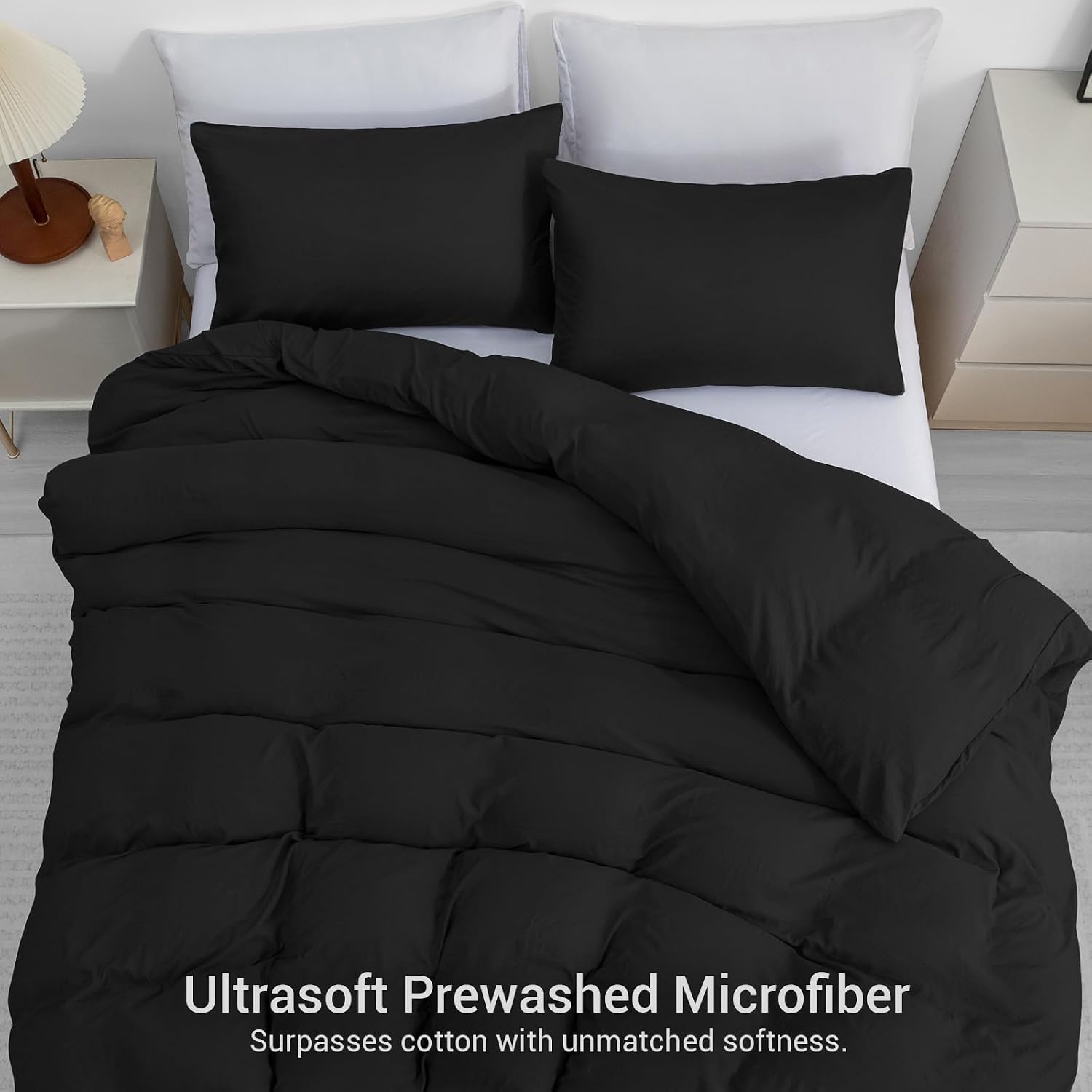 Detalle de Pamposh Double Duvet Set (washed microfibre) with zipper closure and 2 pillowcases