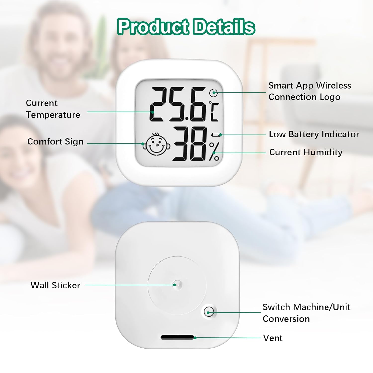 Detalle 2 de Lot de 5 thermomètres d'humidité LCD
