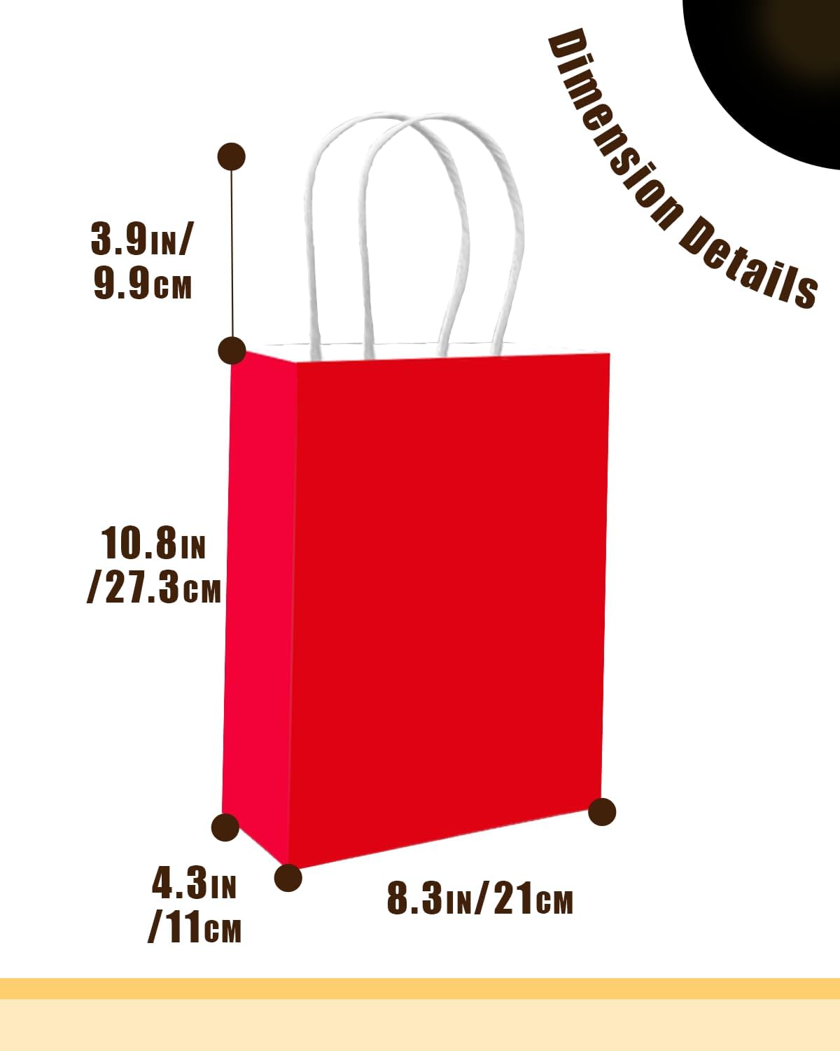 Detalle 2 de Gcardist 50-Pack Red Paper Gift Bags with Handles – Medium, 10.6 x 8.3 x 4.3 inches