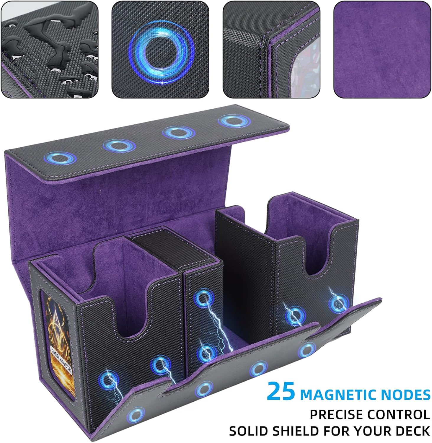 Thumbnail 4 de AFIING MTG Commander Deck Box 200 Double Sleeved Cards Storage – 3-in-1 Magnetic Card Case Organizer