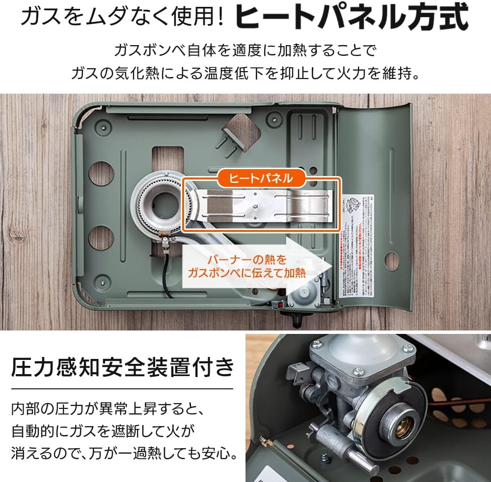 Thumbnail 4 de アイリスオーヤマ IGC-E1-G カセットコンロ アルミ製・オリーブグリーン・3.5kW