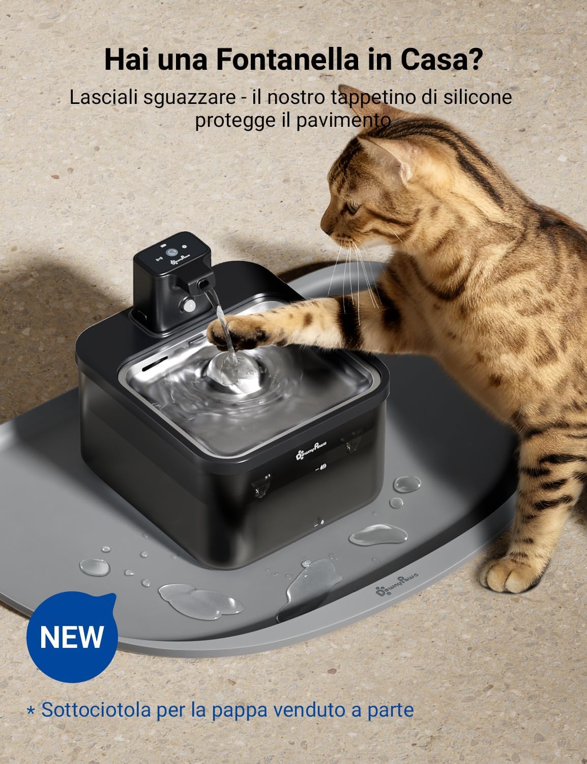 Detalle 2 de DownyPaws Fontanella per Gatti 4000mAh 🐱