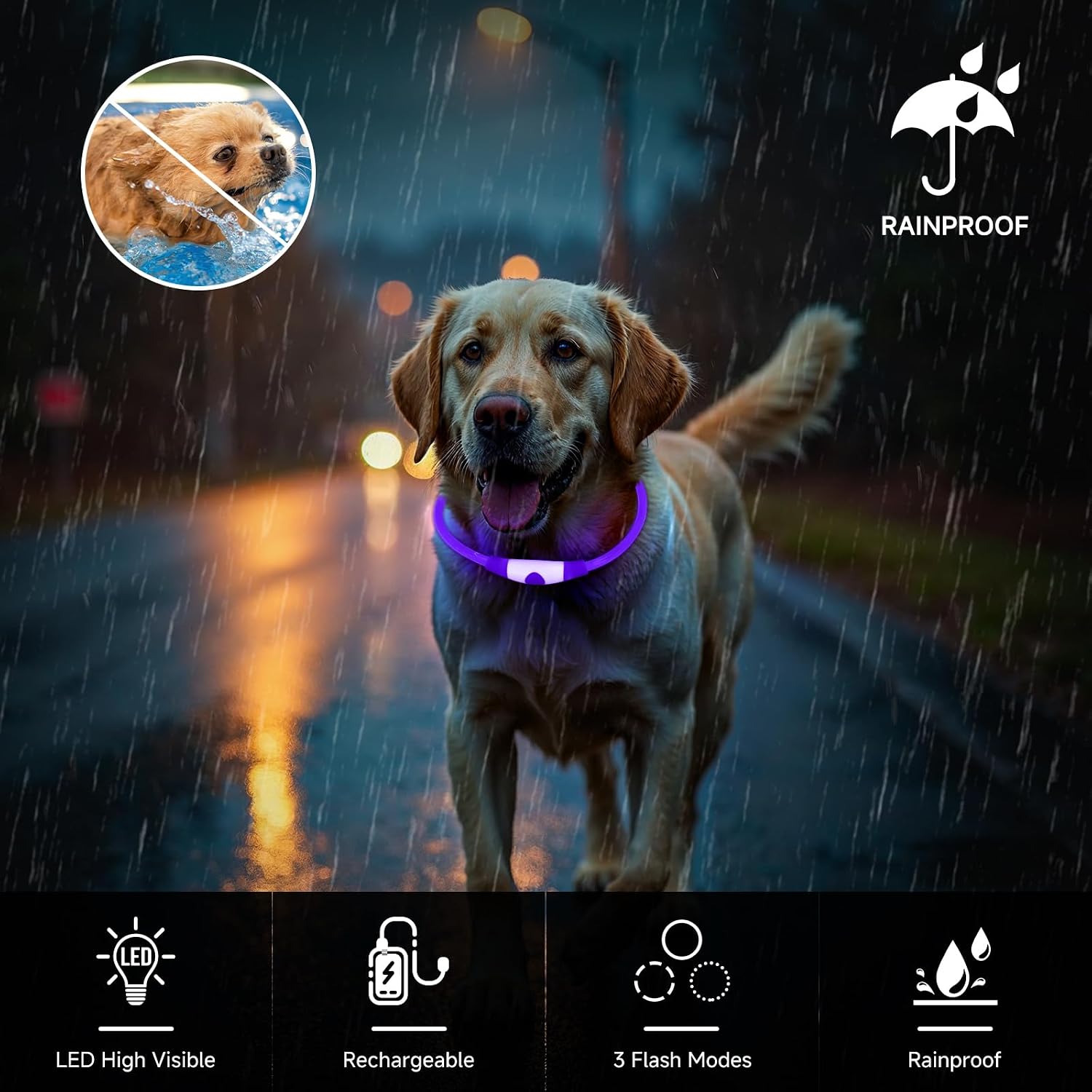 Thumbnail 4 de Light Up Dog Collar LED 70cm Purple