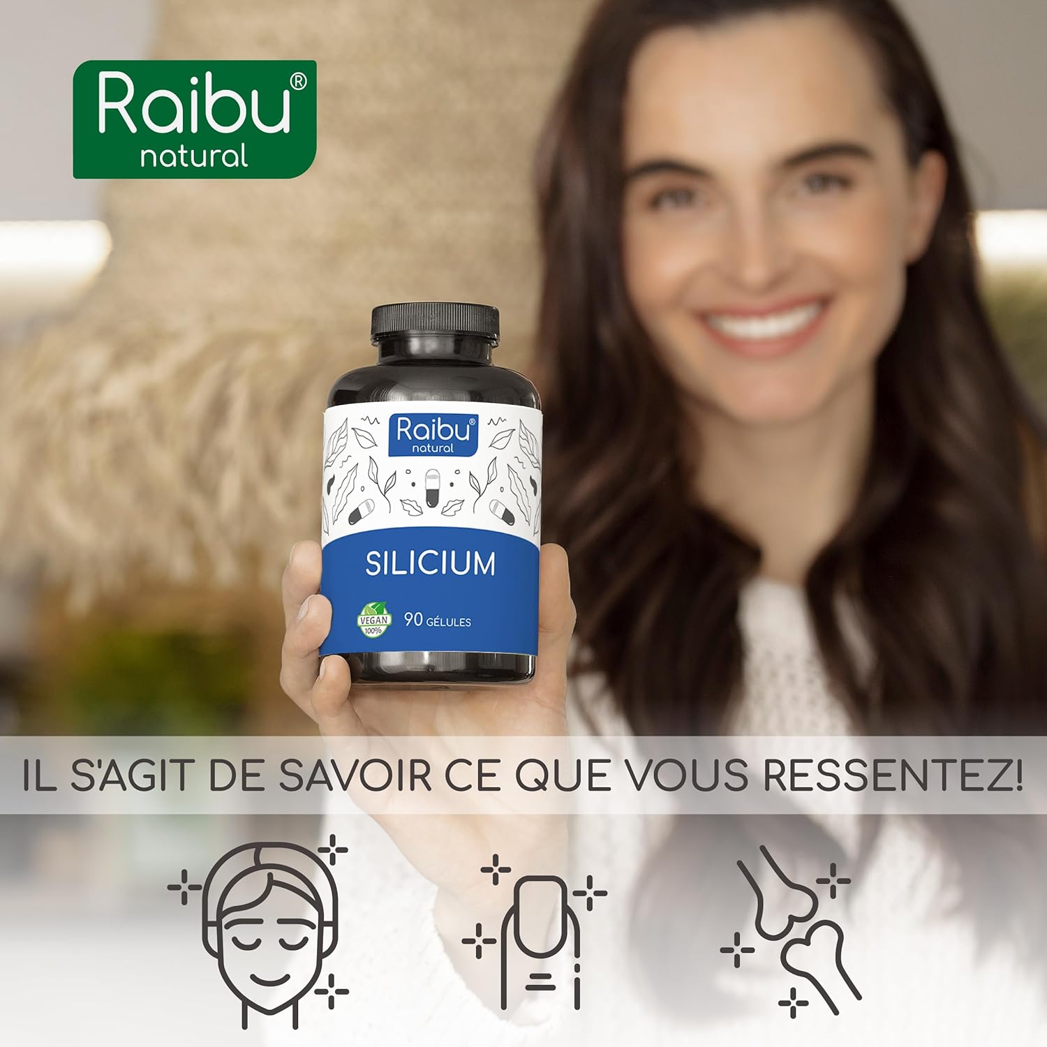 Thumbnail 4 de Silicium Organique Raibu - 667 mg, 90 gélules pour 3 mois, extrait de bambou, vegan