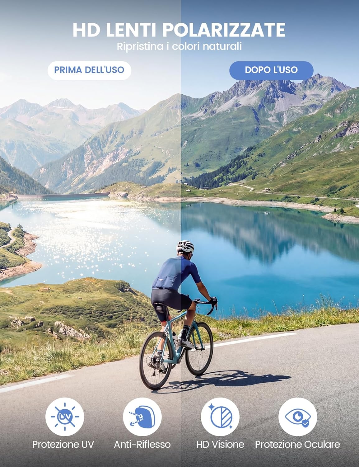 Detalle de Lamicall Occhiali da Sole Ciclismo Polarizzati – 22g Ultraleggeri, TAC Lente One-Piece, UV400, TR90