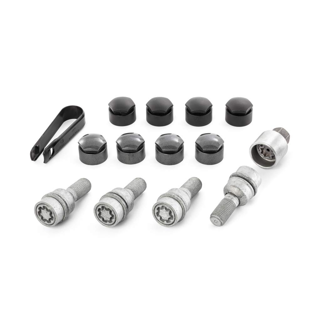 Detalle de Audi 83A071455 wielslotbouten M14 x 1,5 x 45 met adapter en doppen