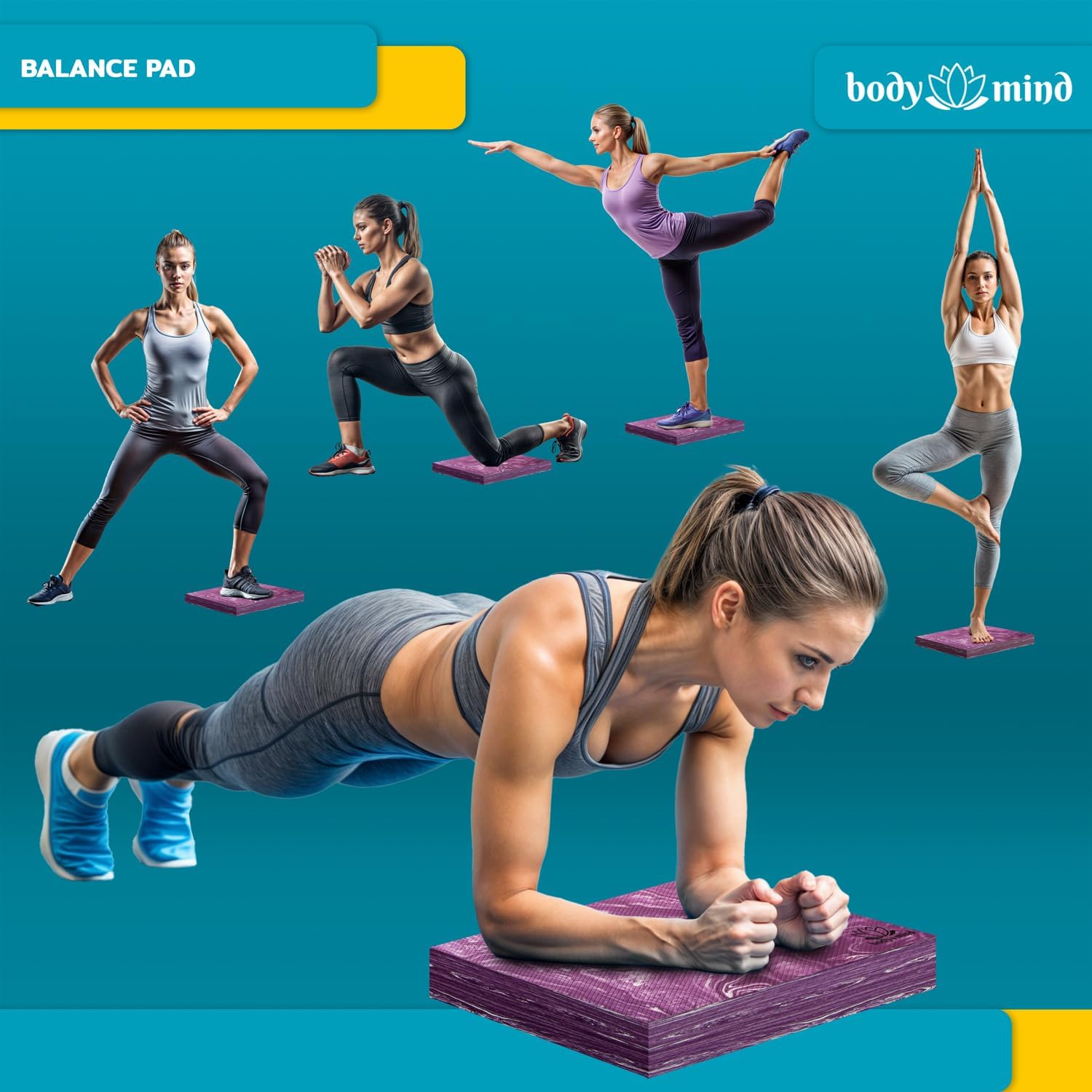 Thumbnail 1 de Body & Mind Balance-Pad — Planche d'équilibre en mousse souple anti-dérapante 40 x 29 cm