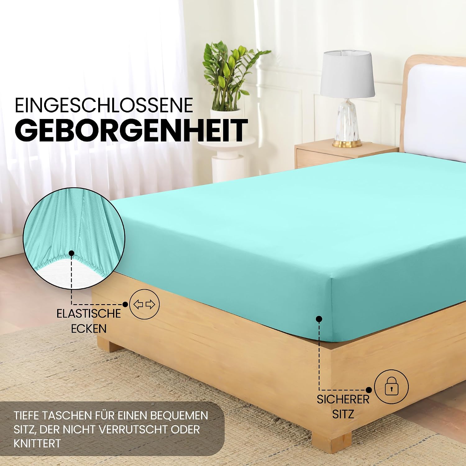 Detalle 2 de Utopia Bedding Spannbettlaken 90x190 cm, Spa Blau – gebürstete Polyester-Mikrofaser mit 35 cm Tiefe