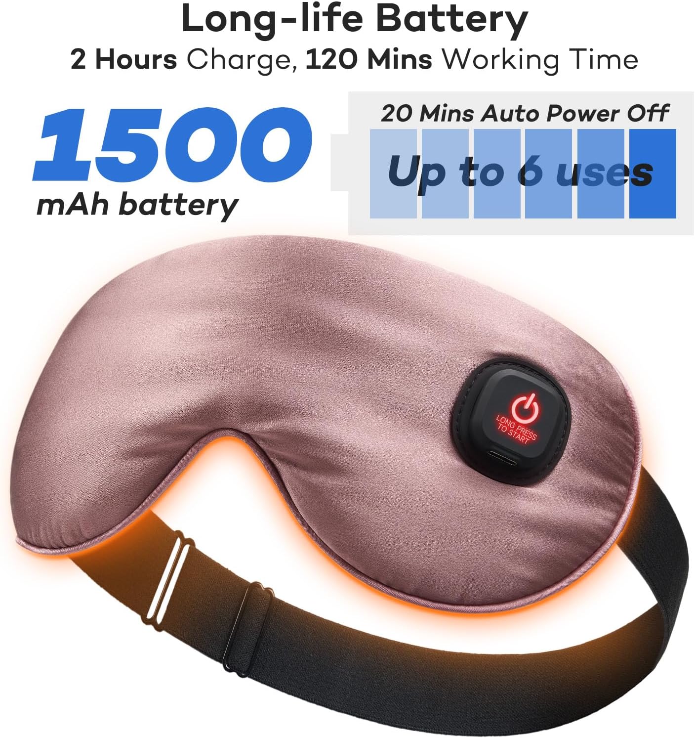 Thumbnail 1 de Ezona EZ-LC14_PL Cordless Heated Eye Mask, Silk Cover, 3 Heat Settings
