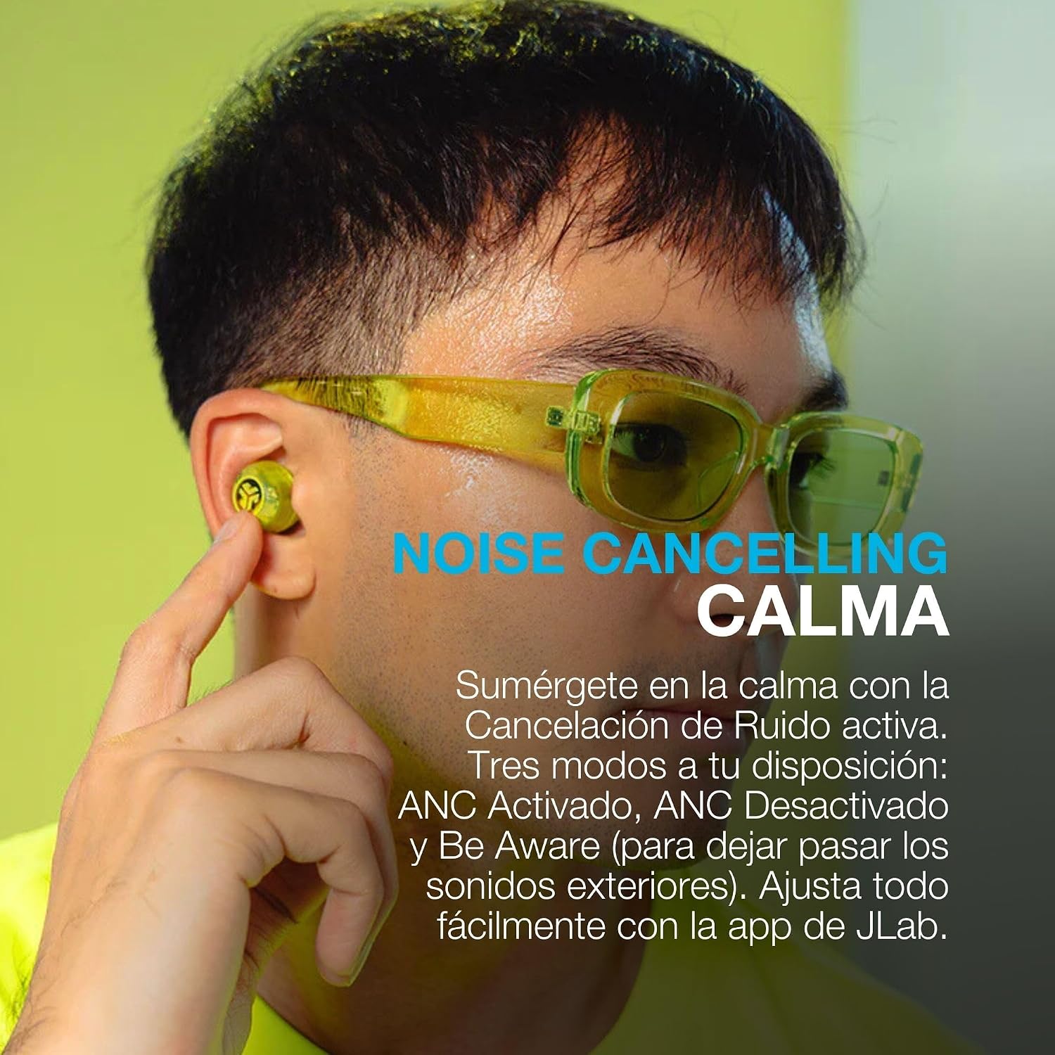 Detalle 2 de JLab Go Pop ANC Auriculares Bluetooth, IP55, 24h, Verde Azulado