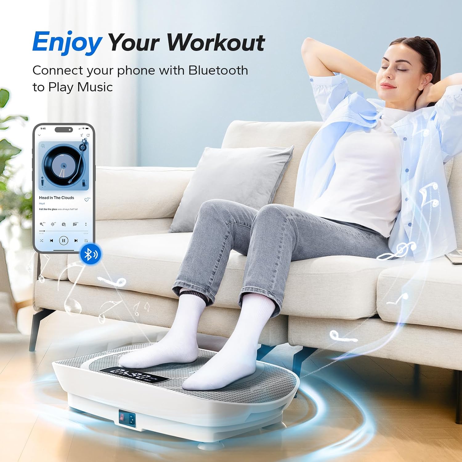 Detalle 2 de MERACH CV30 Pro Curved Vibration Plate, 10 Levels, Bluetooth, 400 lb Capacity