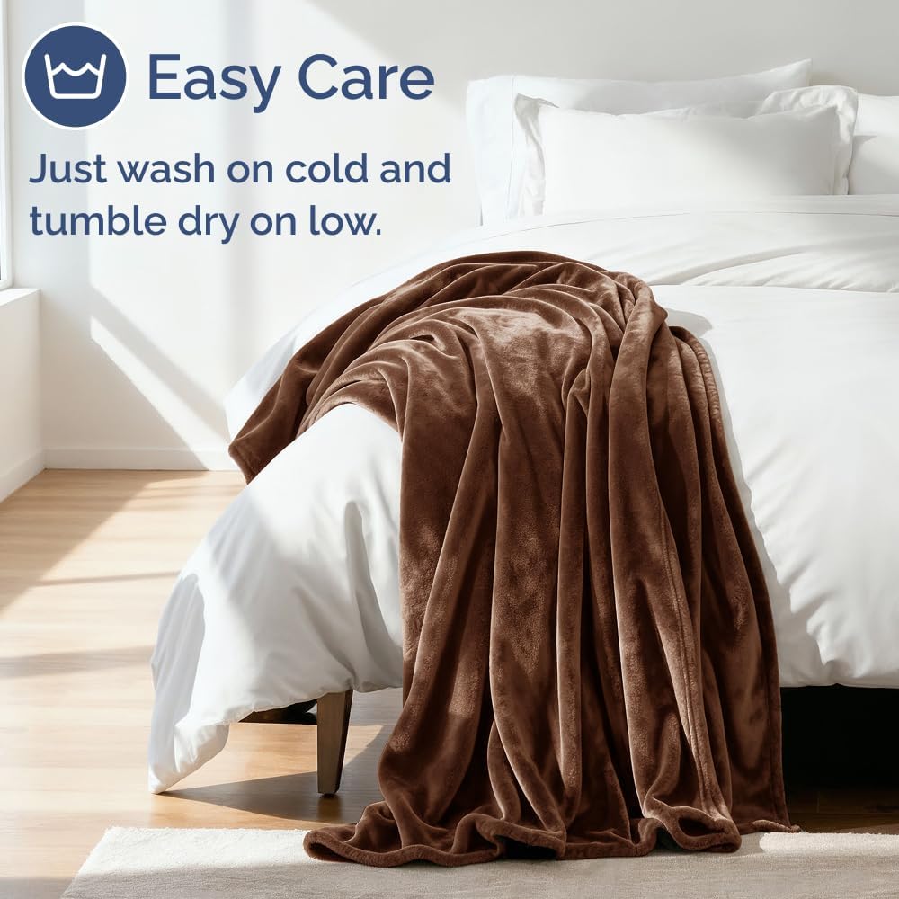 Thumbnail 4 de Ultra Soft Fleece Blanket Twin Size (Flannel Fleece Luxury) in Brown — Lightweight, Thick & Breathable Throw