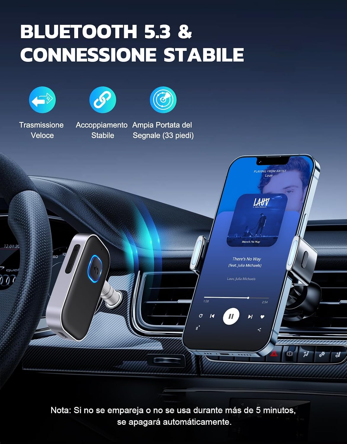 Detalle 1 de Glangeh Ricevitore Bluetooth 5.3 16 Ore