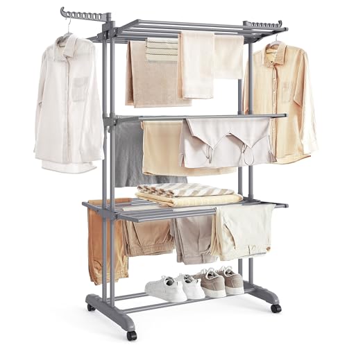 Detalle de Tendedero Plegable de 4 Niveles con Ruedas SONGMICS LLR701G01
