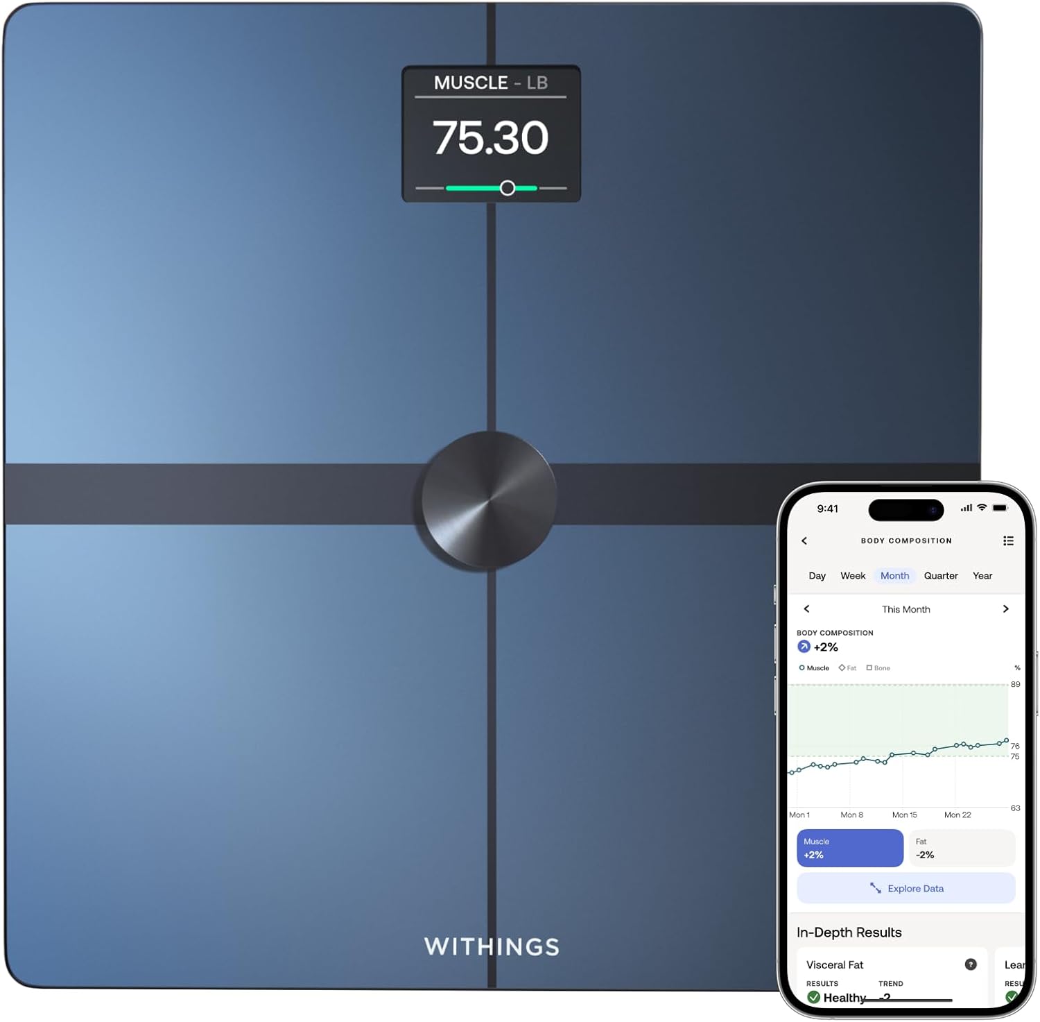 Thumbnail 5 de WITHINGS Body Smart: Accurate Scale for Weight, Fat Percentage, and Heart Health
