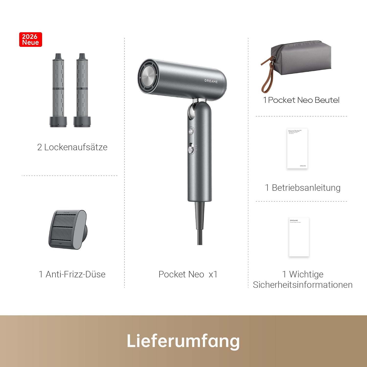 Thumbnail 6 de DREAME Pocket Neo Hochgeschwindigkeits-Haartrockner – kompakt, faltbar und leise mit 110.000 U/min