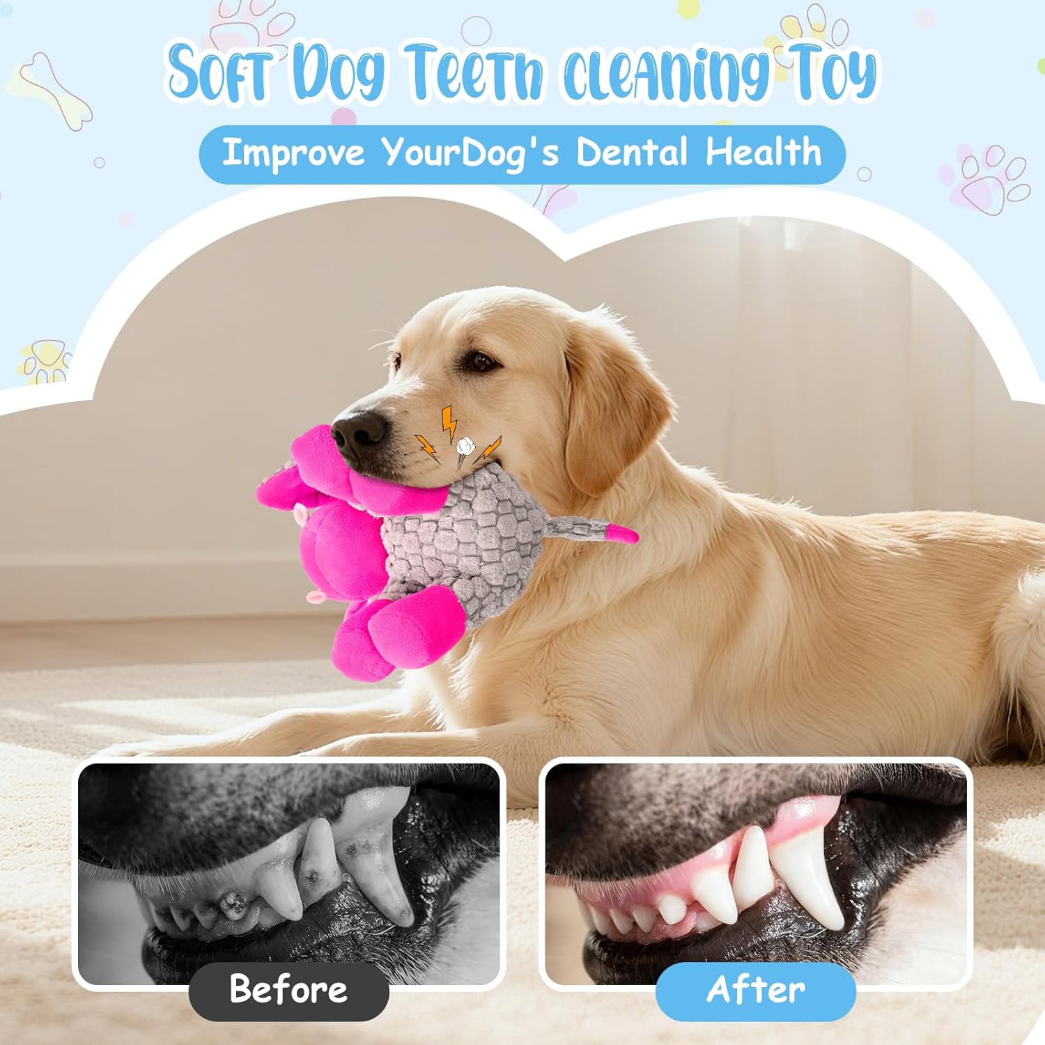 Thumbnail 3 de Wonfly Dog Toys: Interactive Squeaky Plush Toy with Cotton Cloth and Crinkle Paper