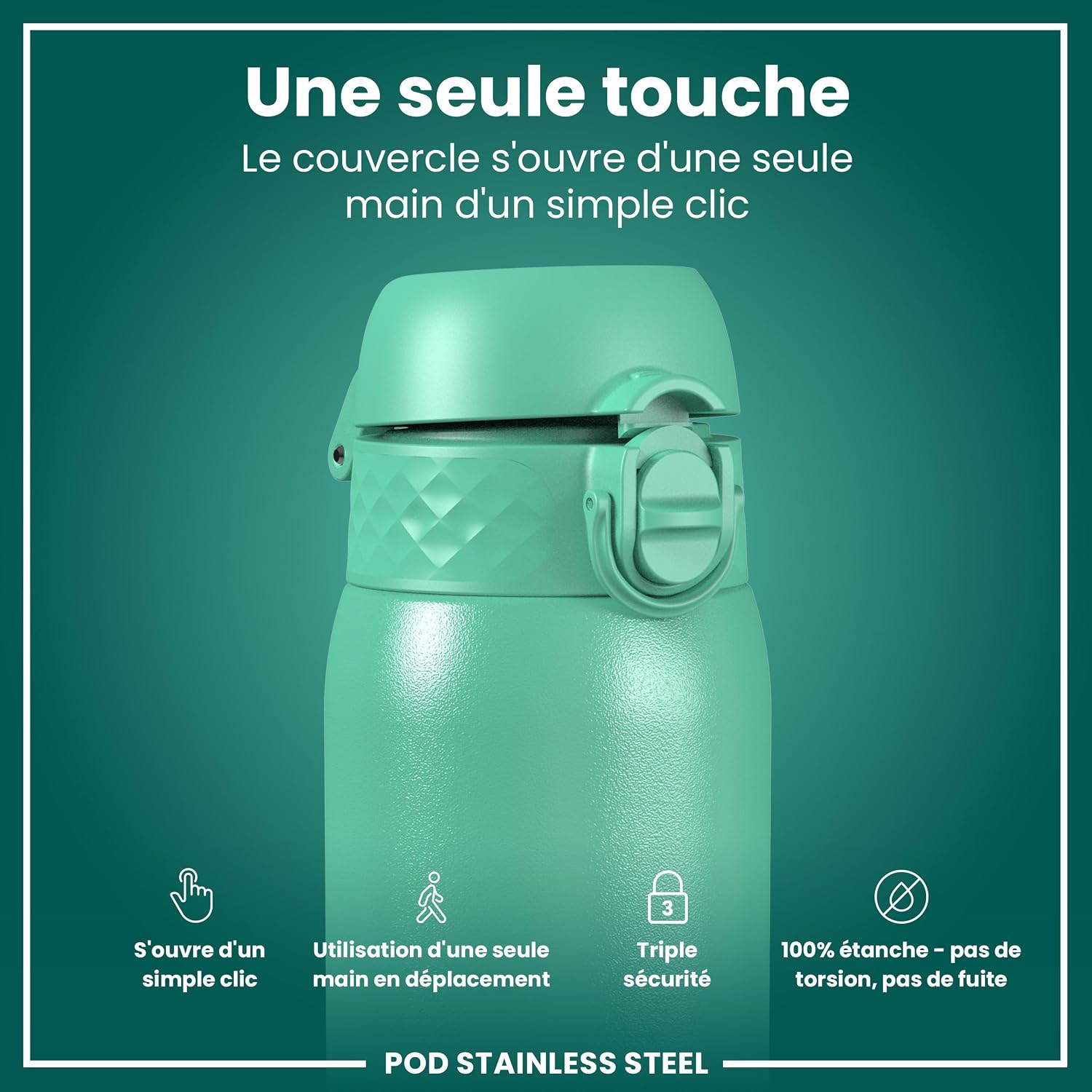 Thumbnail 2 de Ion8 Gourde Enfant, Inox Léger 400 ml — Non isolée, anti-fuite et facile à ouvrir